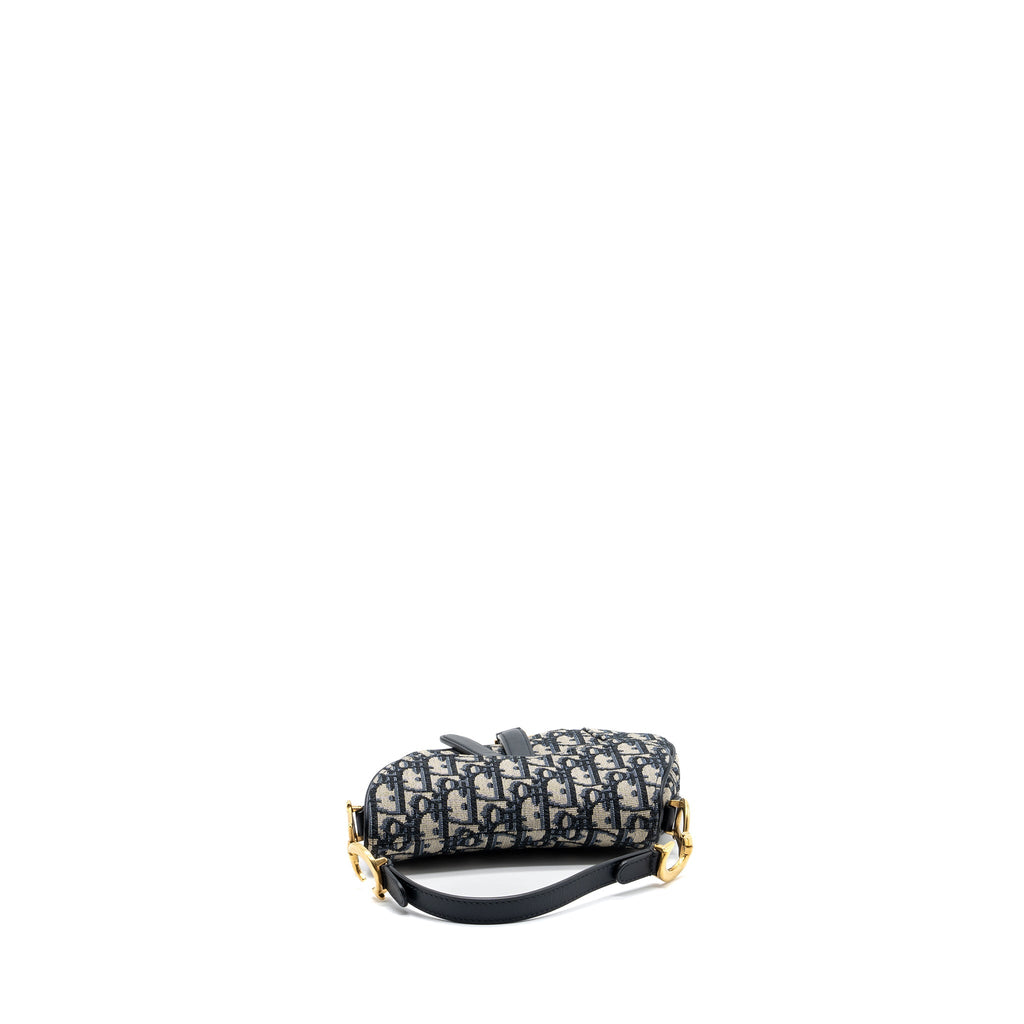 DIOR MINI SADDLE BAG BLUE OBLIQUE JACQUARD GHW