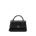 CHANEL MEDIUM COCO HANDLE CAVIAR / LIZARD HANDLE BLACK / BURGUNDY RUTHENIUM HARDWARE