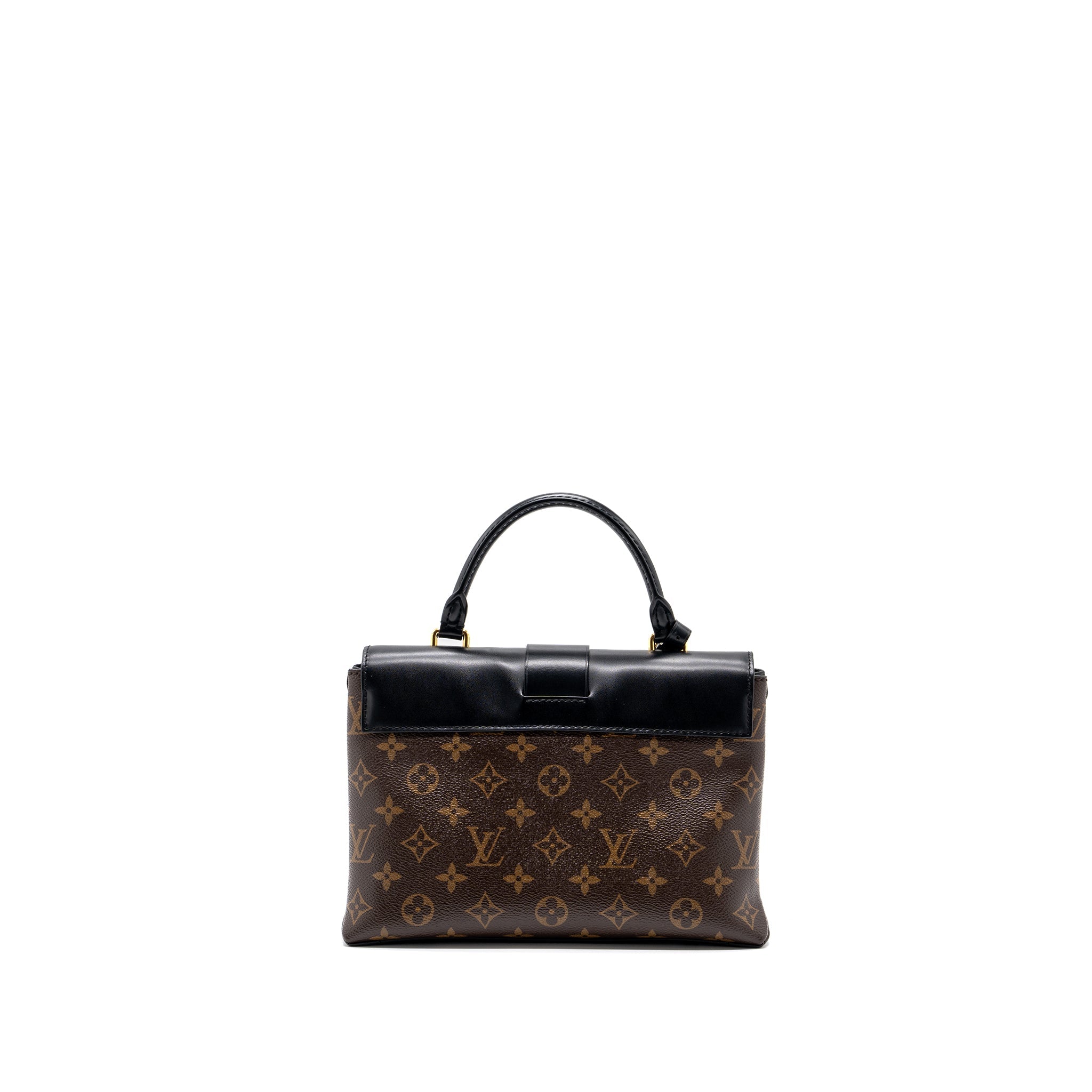 LOUIS VUITTON TOP HANDLE FLAP BAG MONOGRAM CANVAS / CALFSKIN BLACK GHW