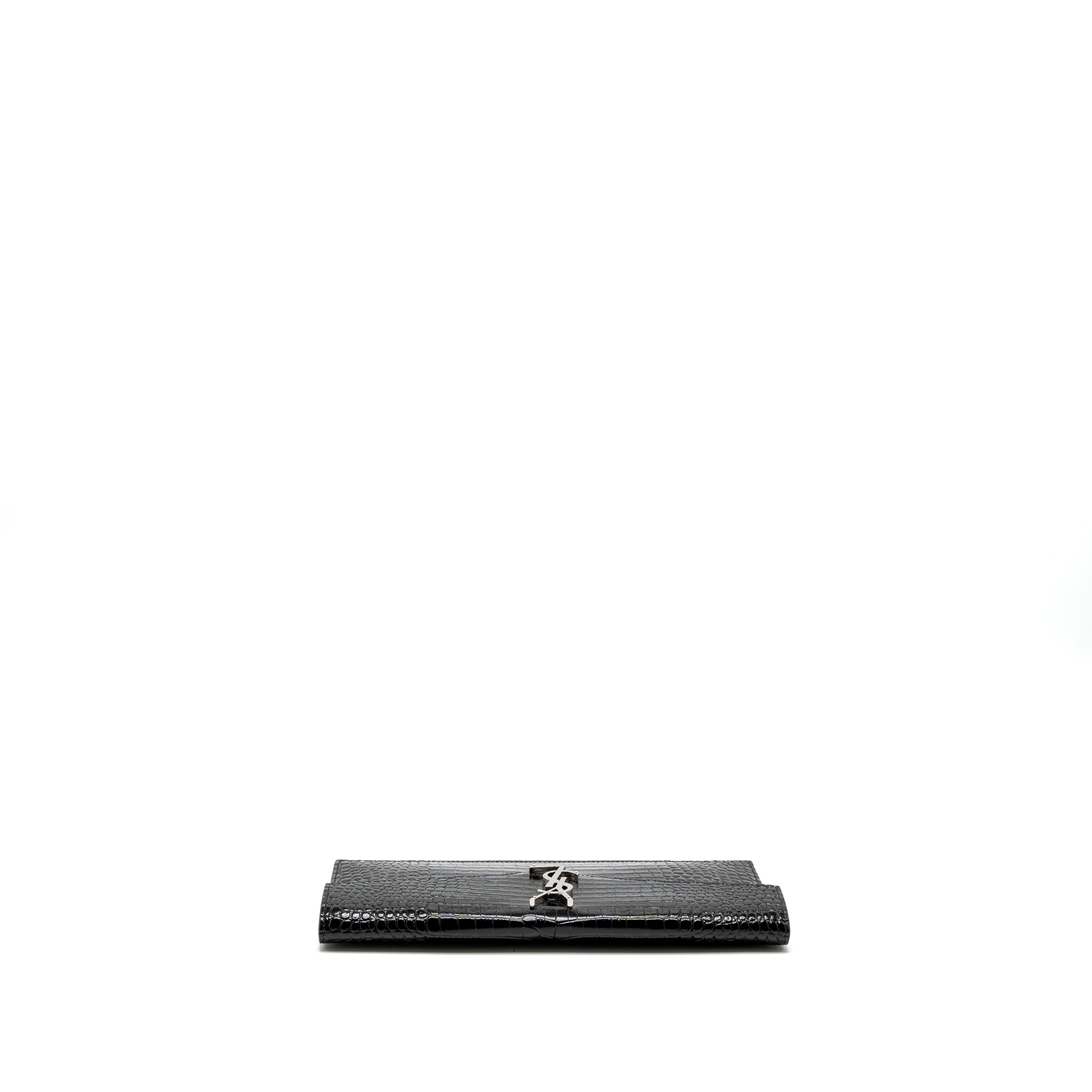 SAINT LAURENT/YSL UPTOWN POUCH CROC-EMBOSSED CALFSKIN BLACK SHW