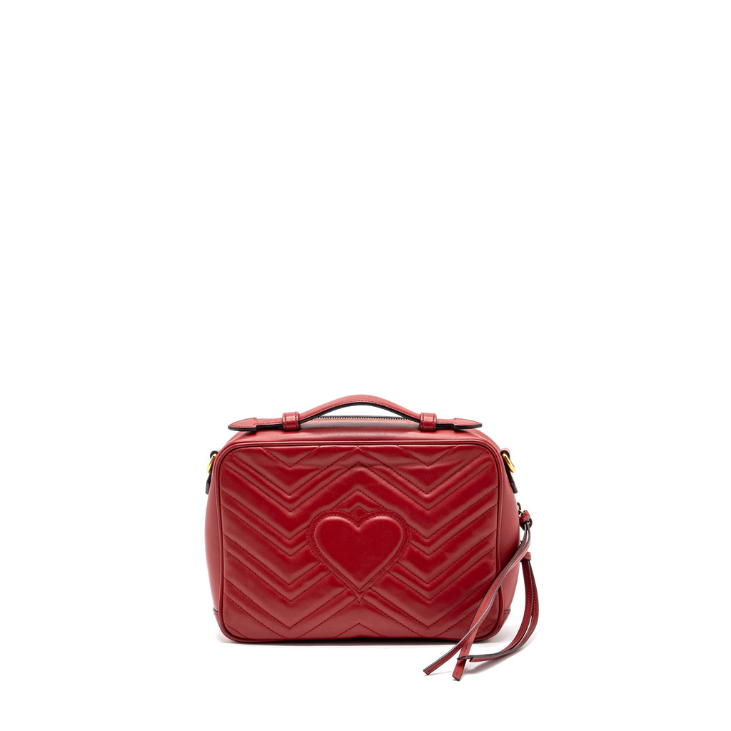 GUCCI GG MARMONT MATELASSE SHOULDER BAG CALFSKIN RED GHW