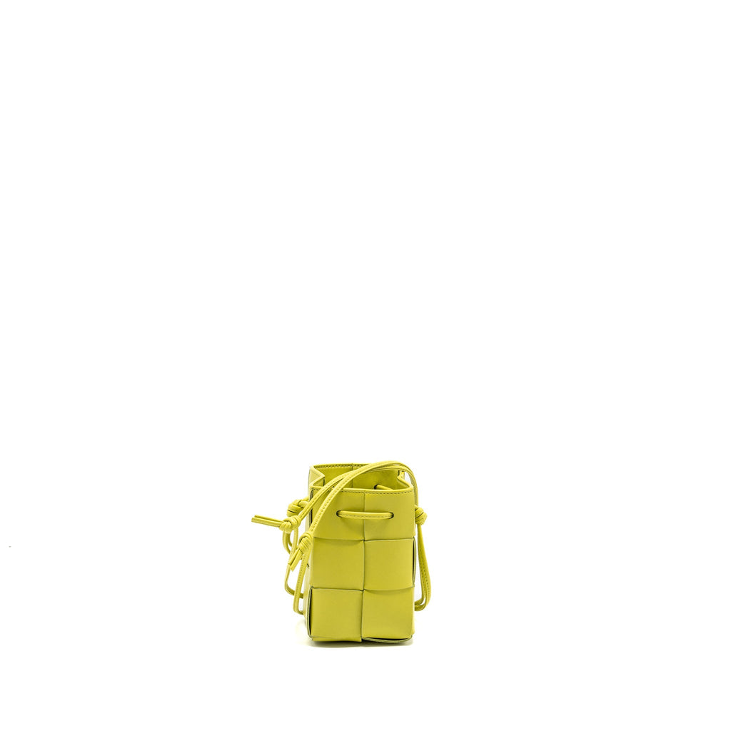 BOTTEGA VENETA MINI CASSETTE BUCKET BAG LAMBSKIN YELLOW