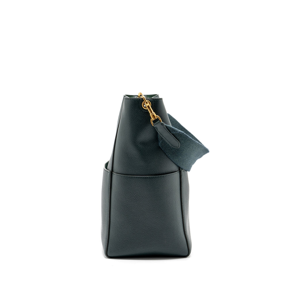 CELINE SANGLE BUCKET BAG CALFSKIN DARK GREEN GHW