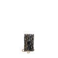 DIOR SADDLE PHONE HOLDER WITH CHAIN OBLIQUE JACQUARD CANVAS BLUE GHW