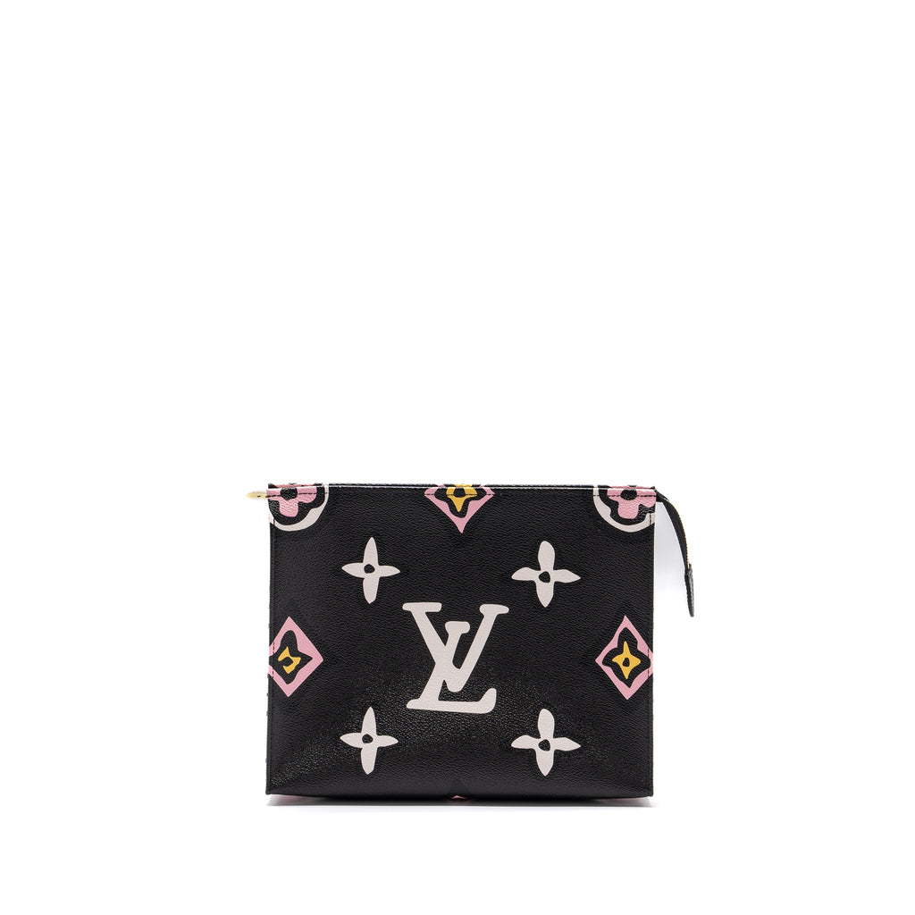 LOUIS VUITTON WILD AT HEART TOILETRY POCHETTE CANVAS BLACK / WHITE/ PINK GHW