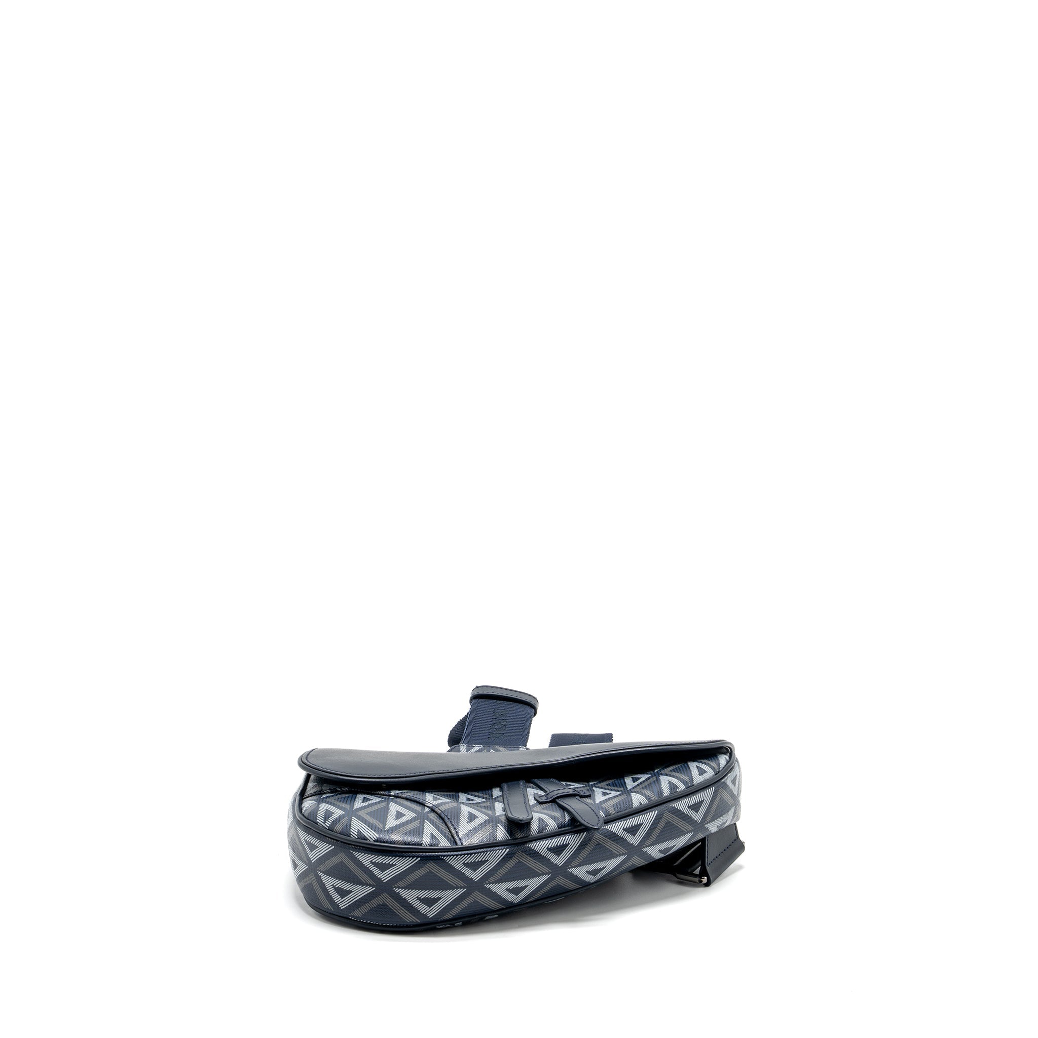 DIOR HOMME SADDLE BAG CD DIAMOND CANVAS/SMOOTH CALFSKIN NAVY BLUE SHW