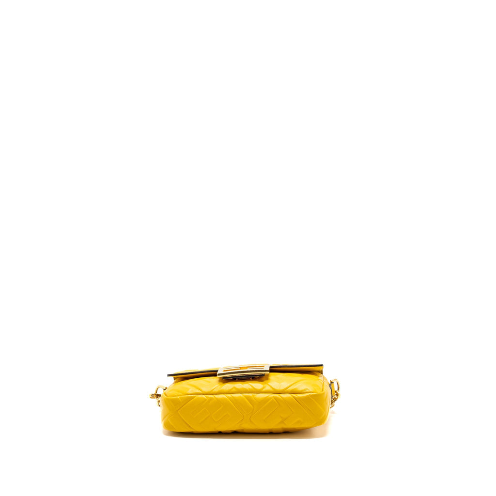 FENDI MINI BAGUETTE BAG NAPPA LAMBSKIN YELLOW GHW