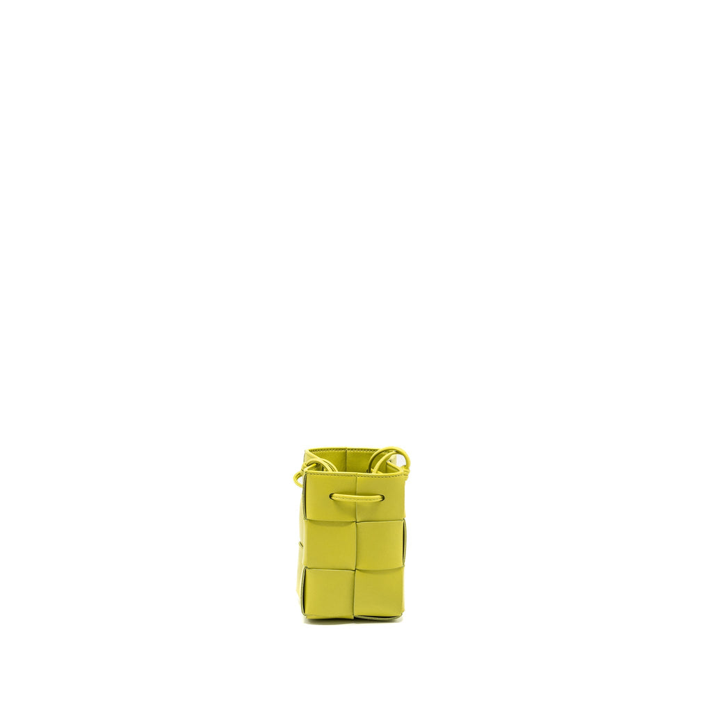 BOTTEGA VENETA MINI CASSETTE BUCKET BAG LAMBSKIN YELLOW