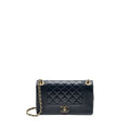CHANEL MADEMOISELLE ENAMEL FLAP BAG GOATSKIN NAVY GHW
