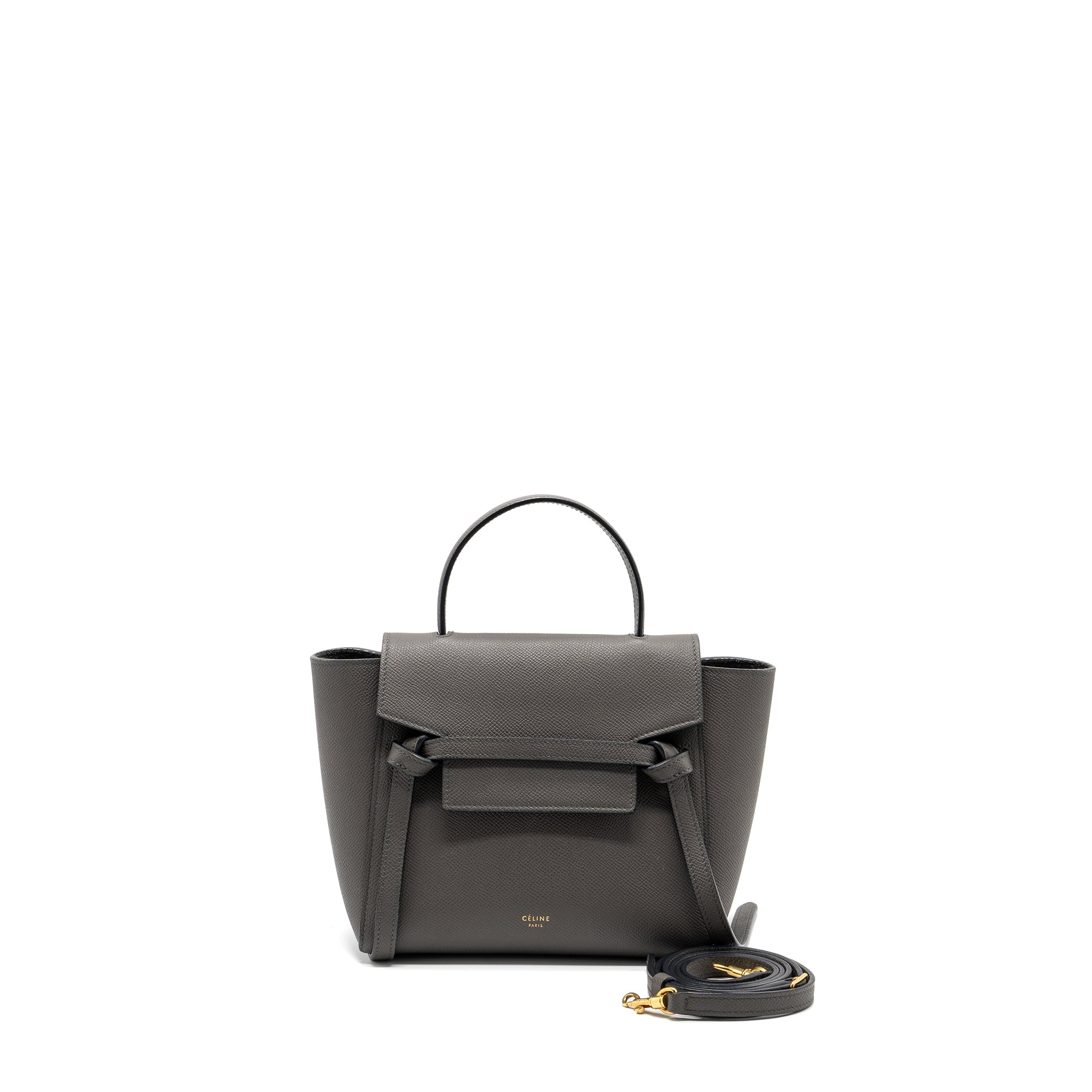 CELINE NANO BELT BAG CALFSKIN GREY GHW
