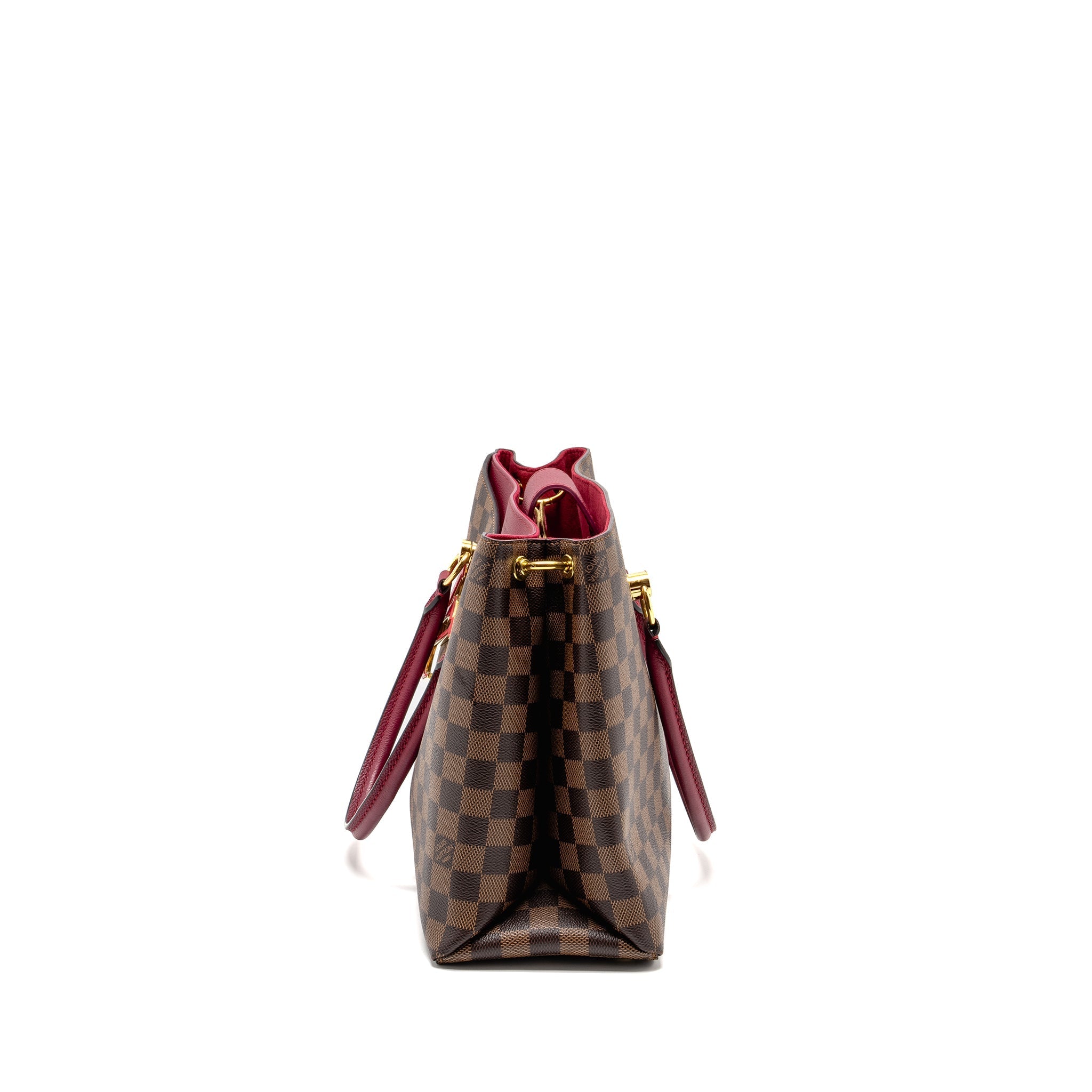 LOUIS VUITTON RIVERSIDE TOTE BAG DAMIER EBENE CANVAS RED/BROWN GHW