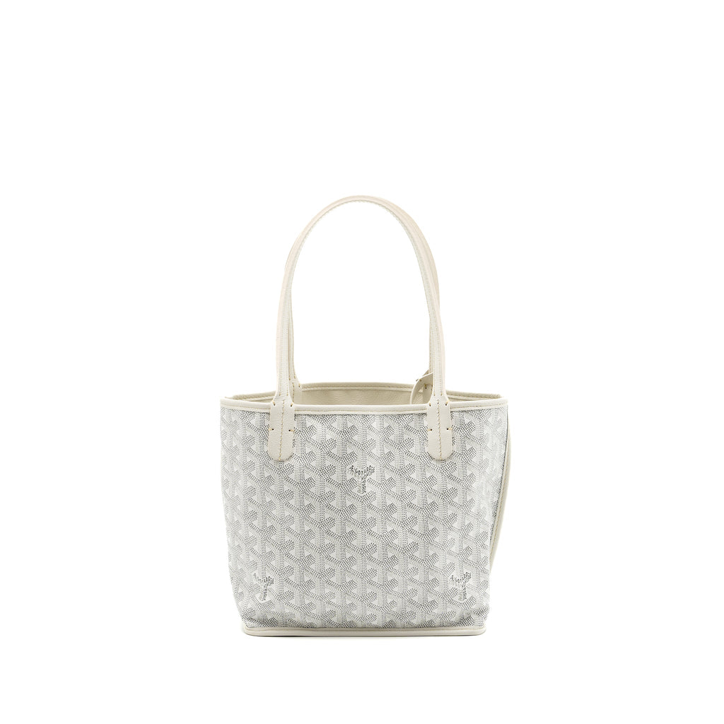 GOYARD MINI ANJOU TOTE BAG GOYARDINE CANVAS WHITE SHW