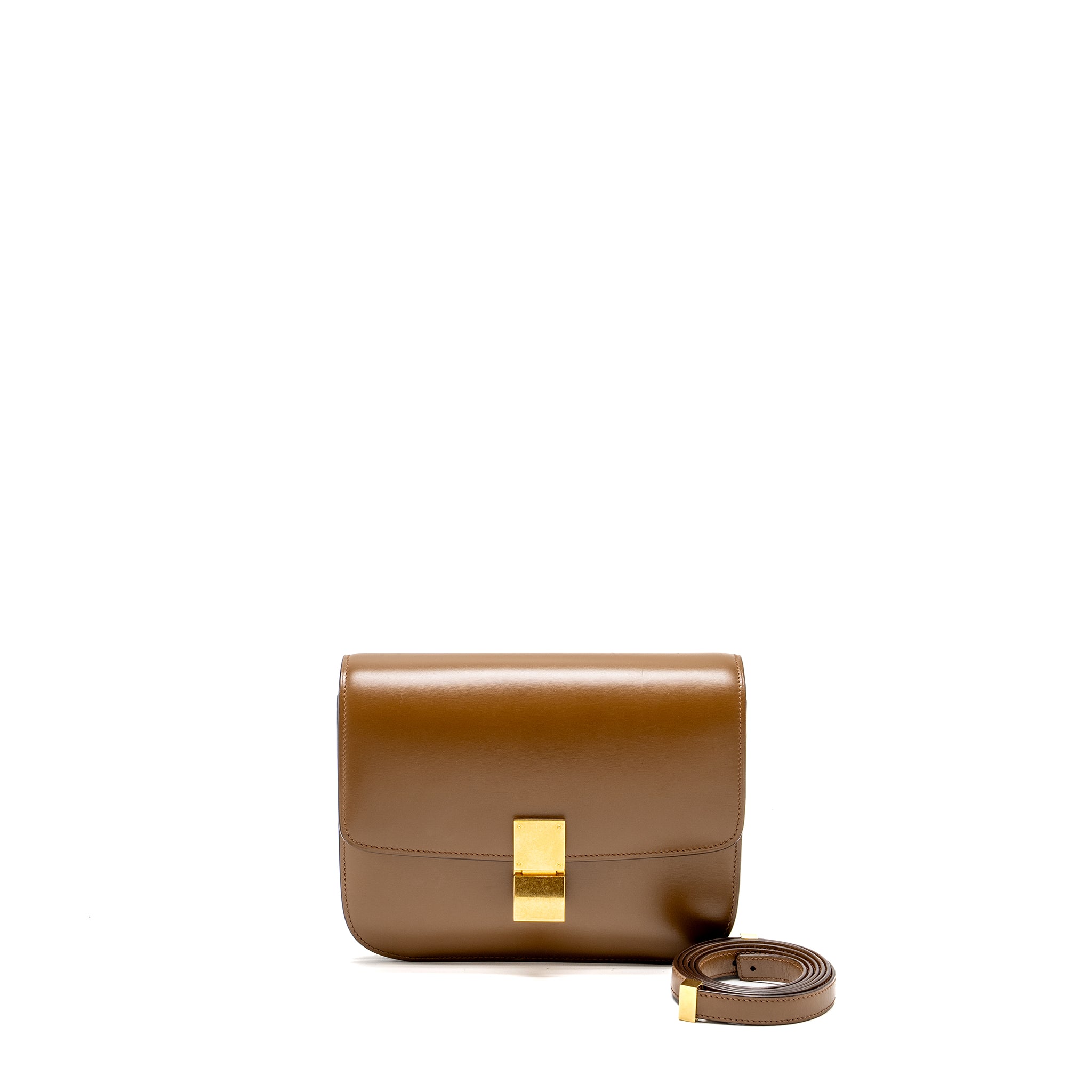 CELINE MEDIUM CLASSIC BOX CALFSKIN CAMEL GHW