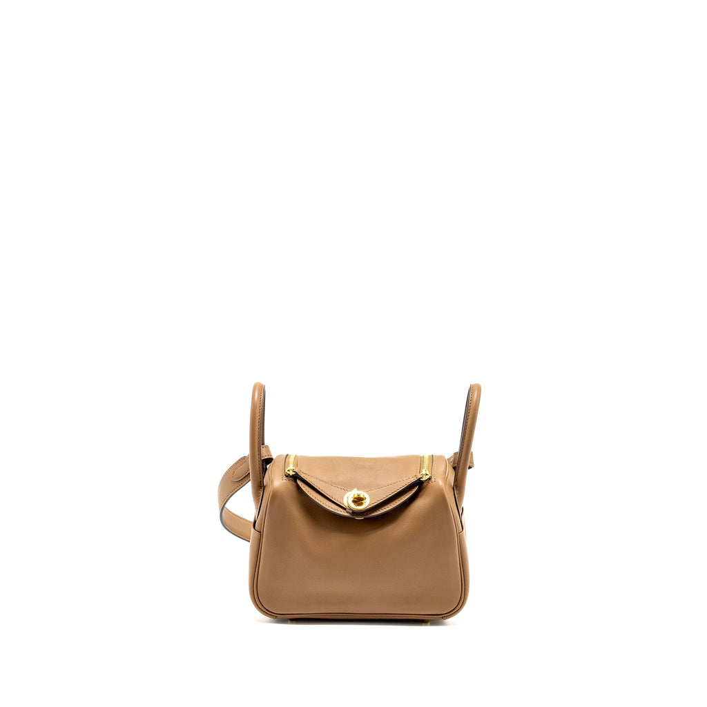 HERMES MINI LINDY SWIFT ALEZAN/BISCUIT GHW