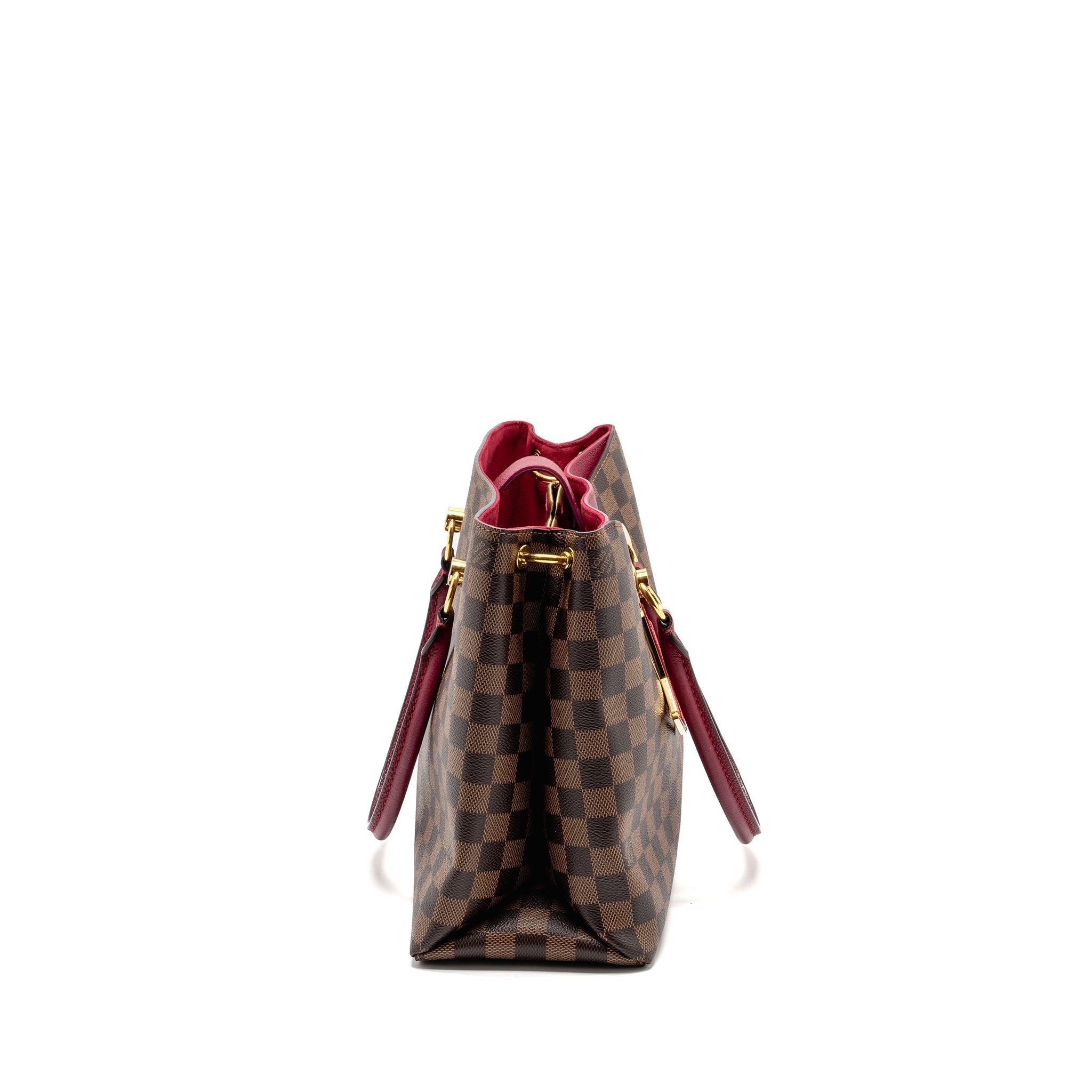 LOUIS VUITTON RIVERSIDE TOTE BAG DAMIER EBENE CANVAS RED/BROWN GHW