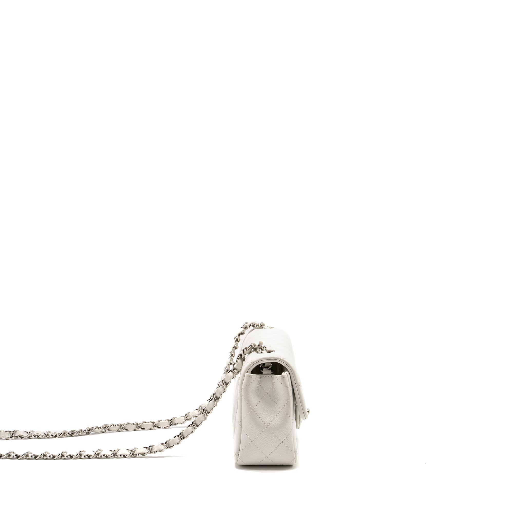 CHANEL MINI RECTANGULAR BAG FLAP BAG CAVIAR WHITE SHW
