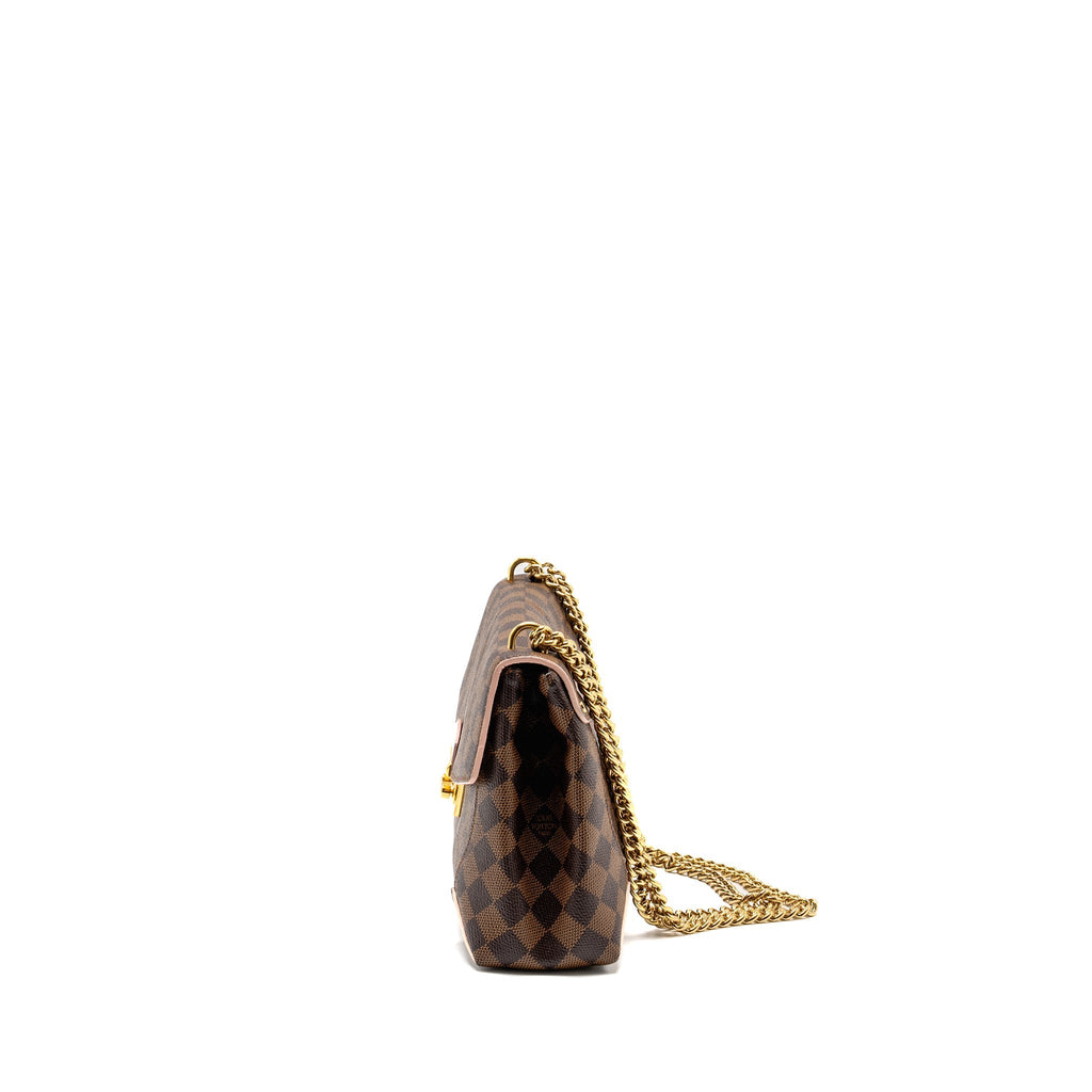 LOUIS VUITTON POCHETTE CAISSA DAMIER EBENE/PINK CANVAS GHW