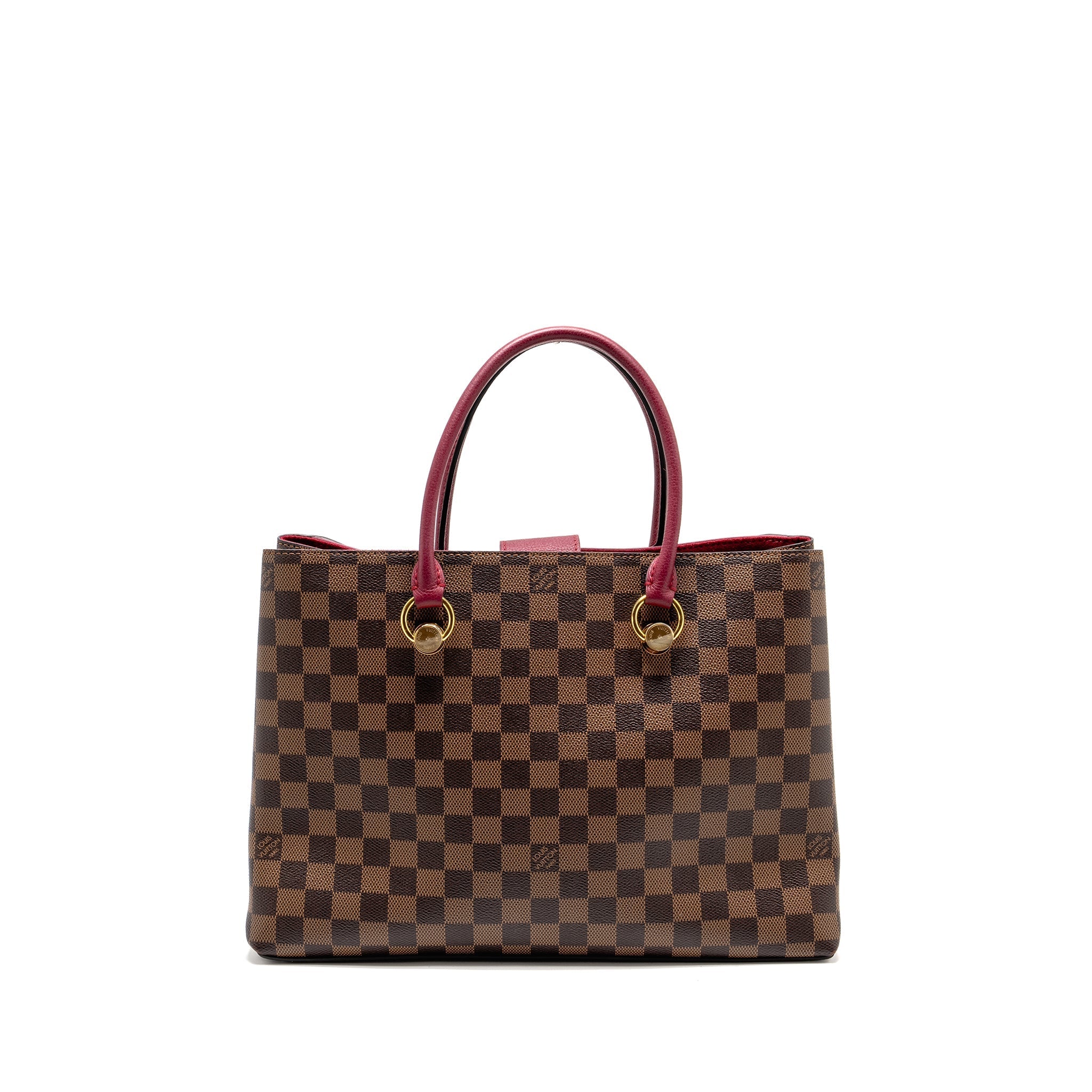 LOUIS VUITTON RIVERSIDE TOTE BAG DAMIER EBENE CANVAS RED/BROWN GHW