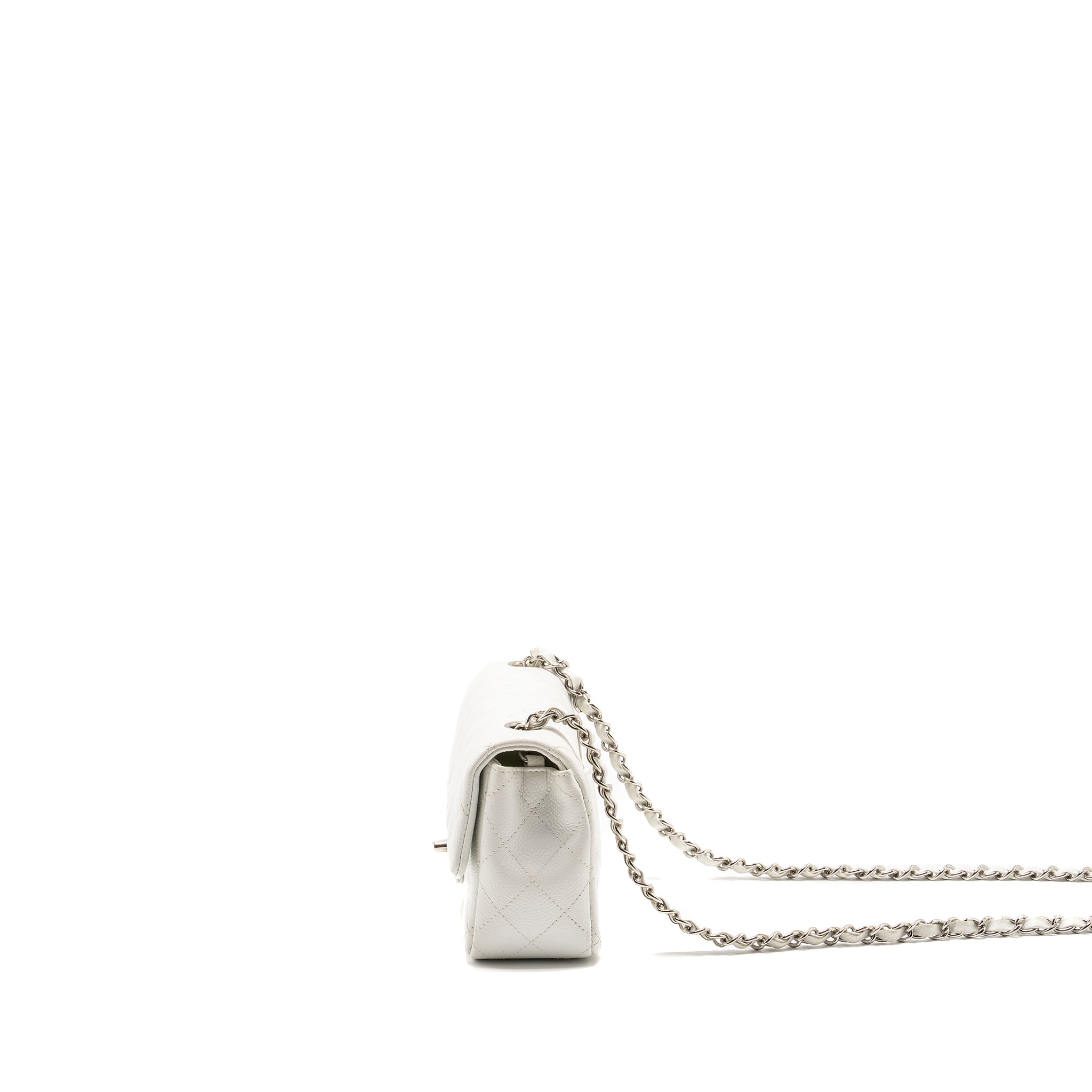 CHANEL MINI RECTANGULAR BAG FLAP BAG CAVIAR WHITE SHW