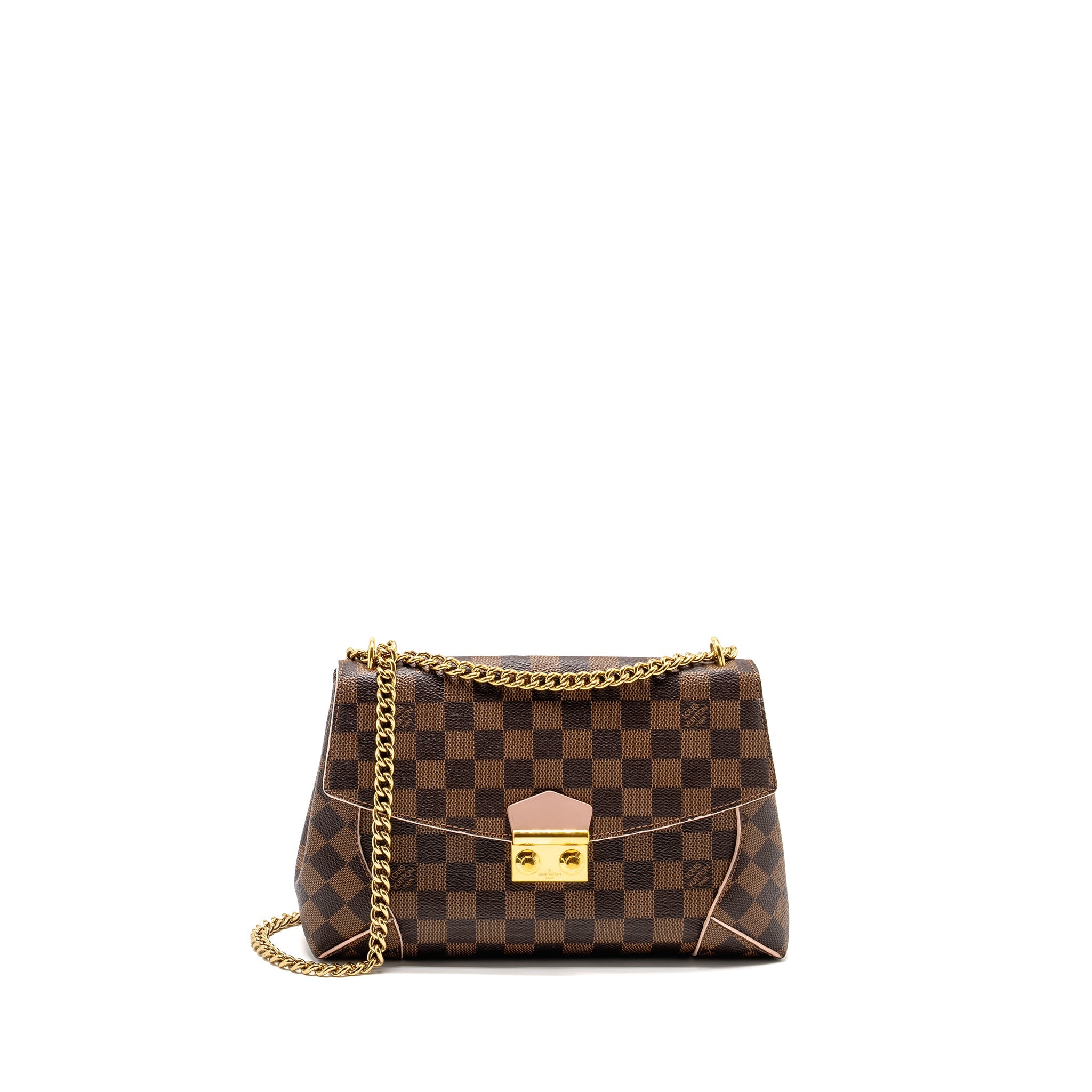 LOUIS VUITTON POCHETTE CAISSA DAMIER EBENE/PINK CANVAS GHW
