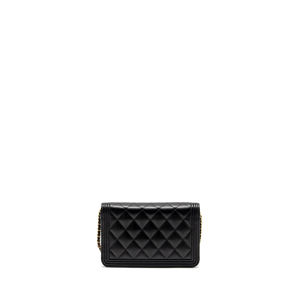 CHANEL BOY WALLET ON CHAIN CAVIAR BLACK GHW