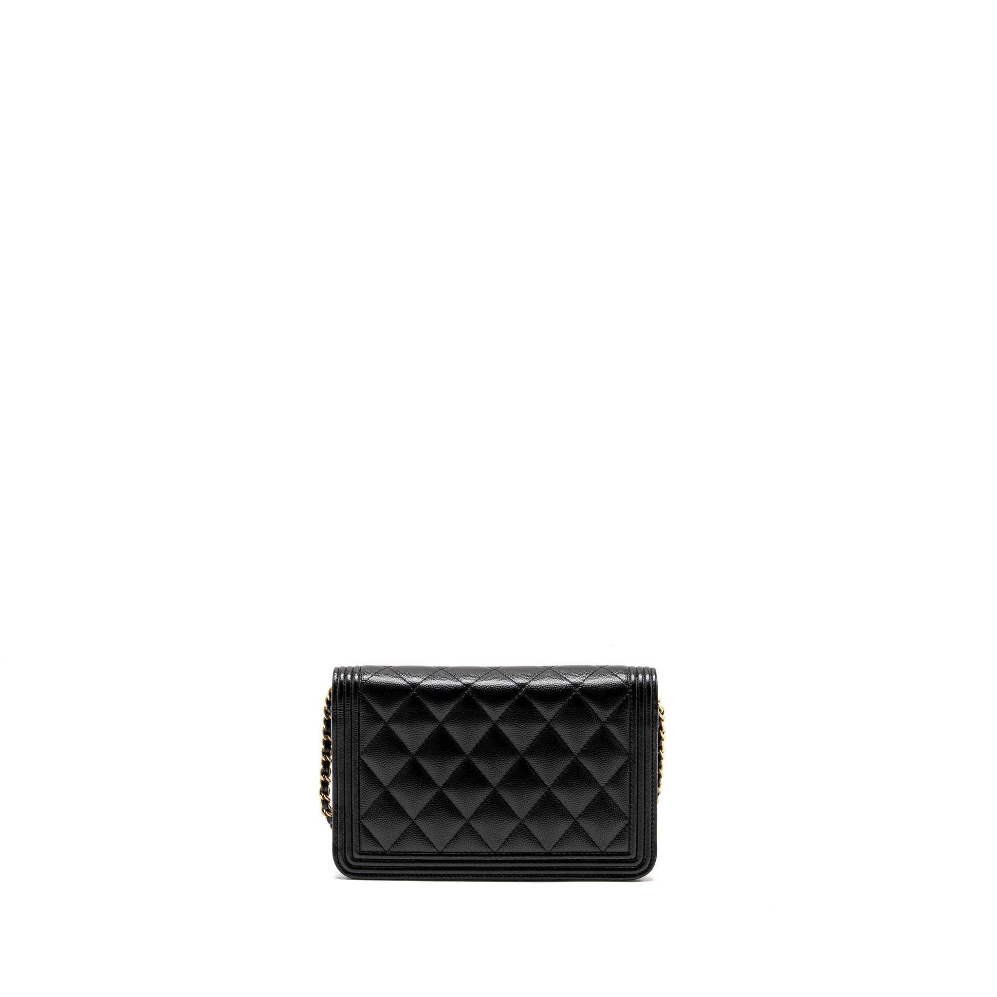 CHANEL BOY WALLET ON CHAIN CAVIAR BLACK GHW