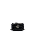 GUCCI MINI GG MARMONT MATELASSE BAG SEQUIN BLACK SHW