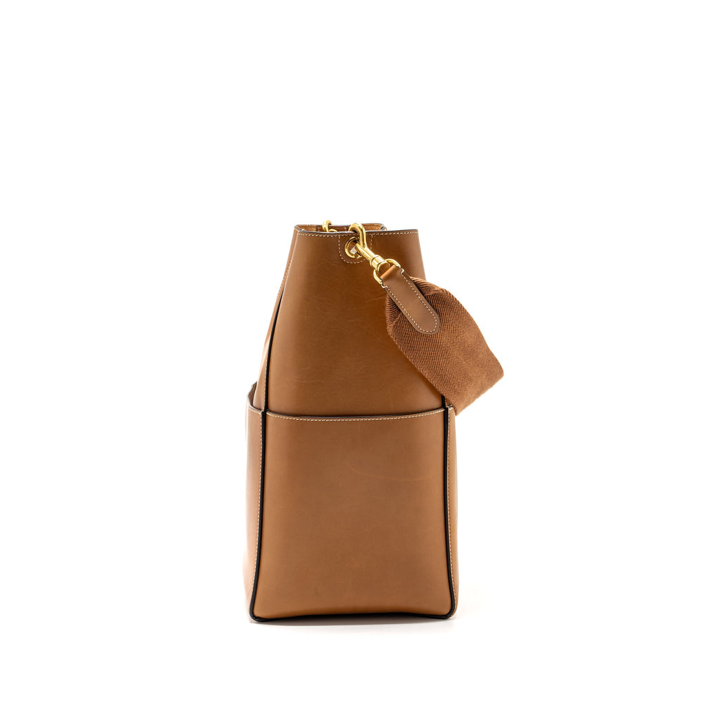 CELINE SANGLE BUCKET BAG LEATHER BROWN GHW