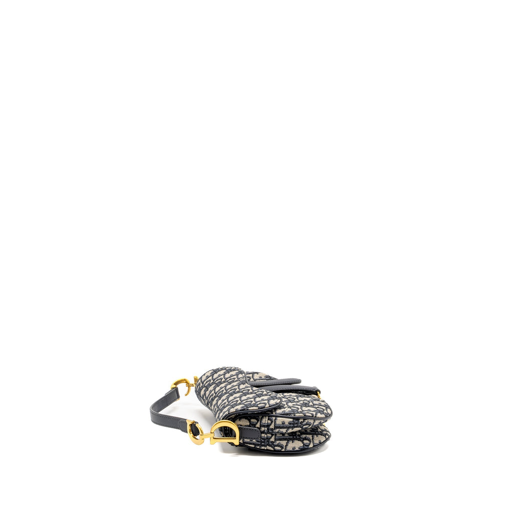 DIOR MINI SADDLE BAG OBLIQUE JACQUARD BLUE GHW