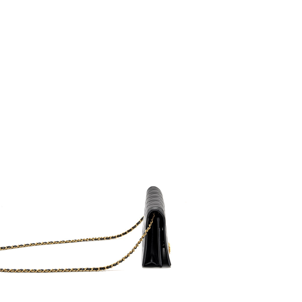 CHANEL BOY WALLET ON CHAIN CAVIAR BLACK GHW