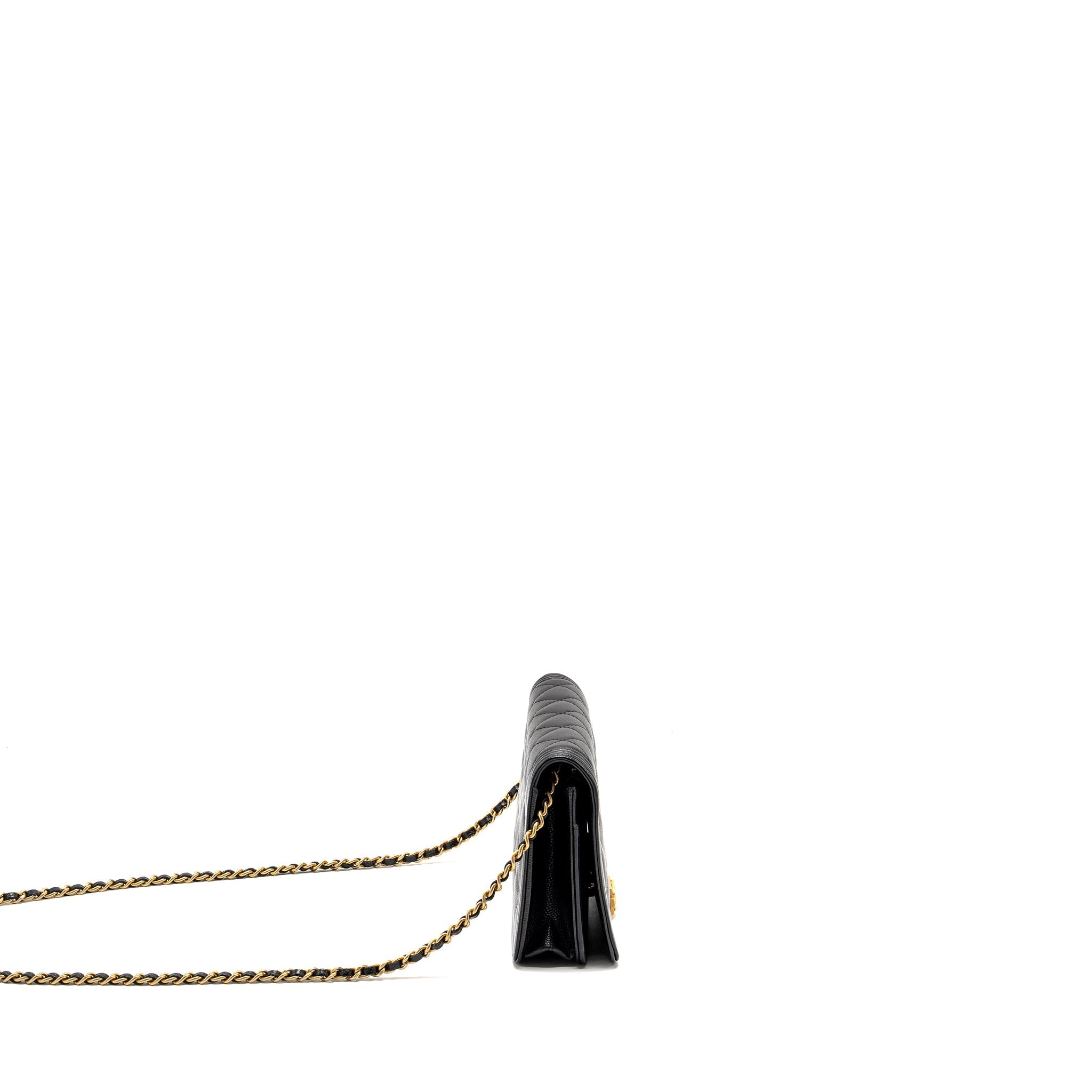 CHANEL BOY WALLET ON CHAIN CAVIAR BLACK GHW