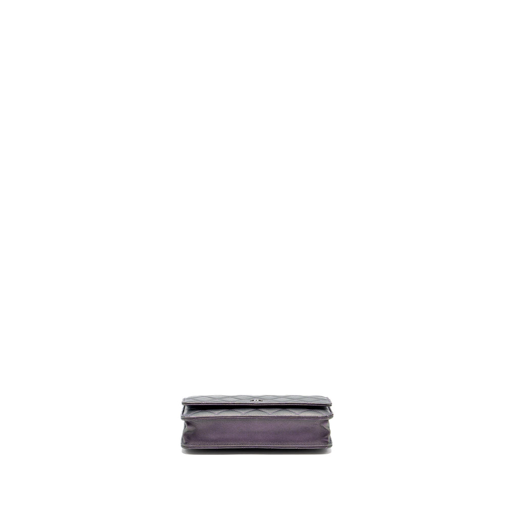 CHANEL CLASSIC WALLET ON CHAIN LAMBSKIN IRIDESCENT PURPLE RUTHENIUM HARDWARE