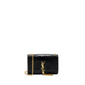 SAINT LAURENT KATE BAG TASSEL CROC-EMBOSSED BLACK GHW