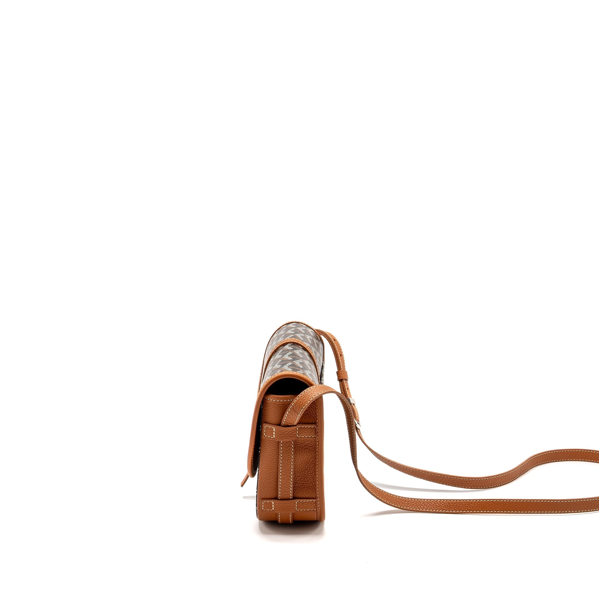 GOYARD BELVEDERE PM MESSENGER BAG GOYARDLINE CANVAS BROWN SHW
