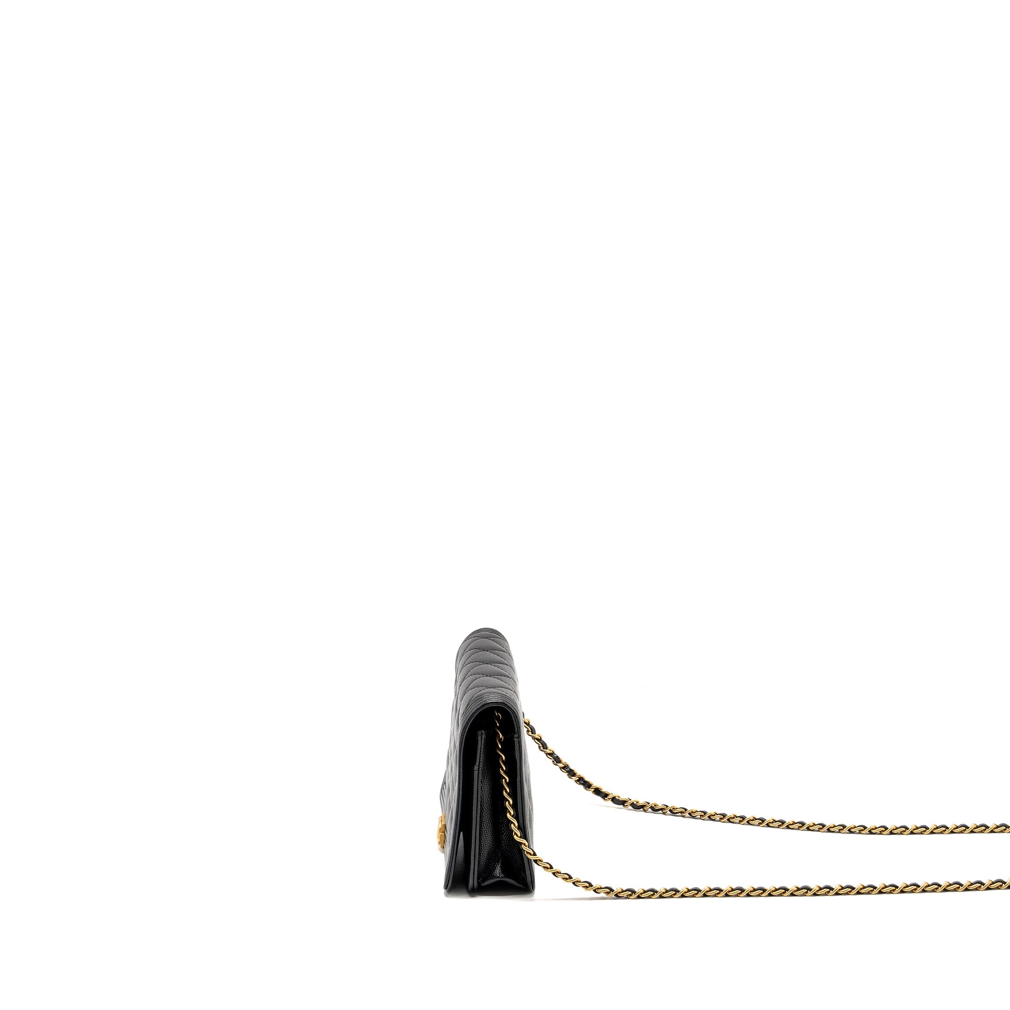 CHANEL BOY WALLET ON CHAIN CAVIAR BLACK GHW