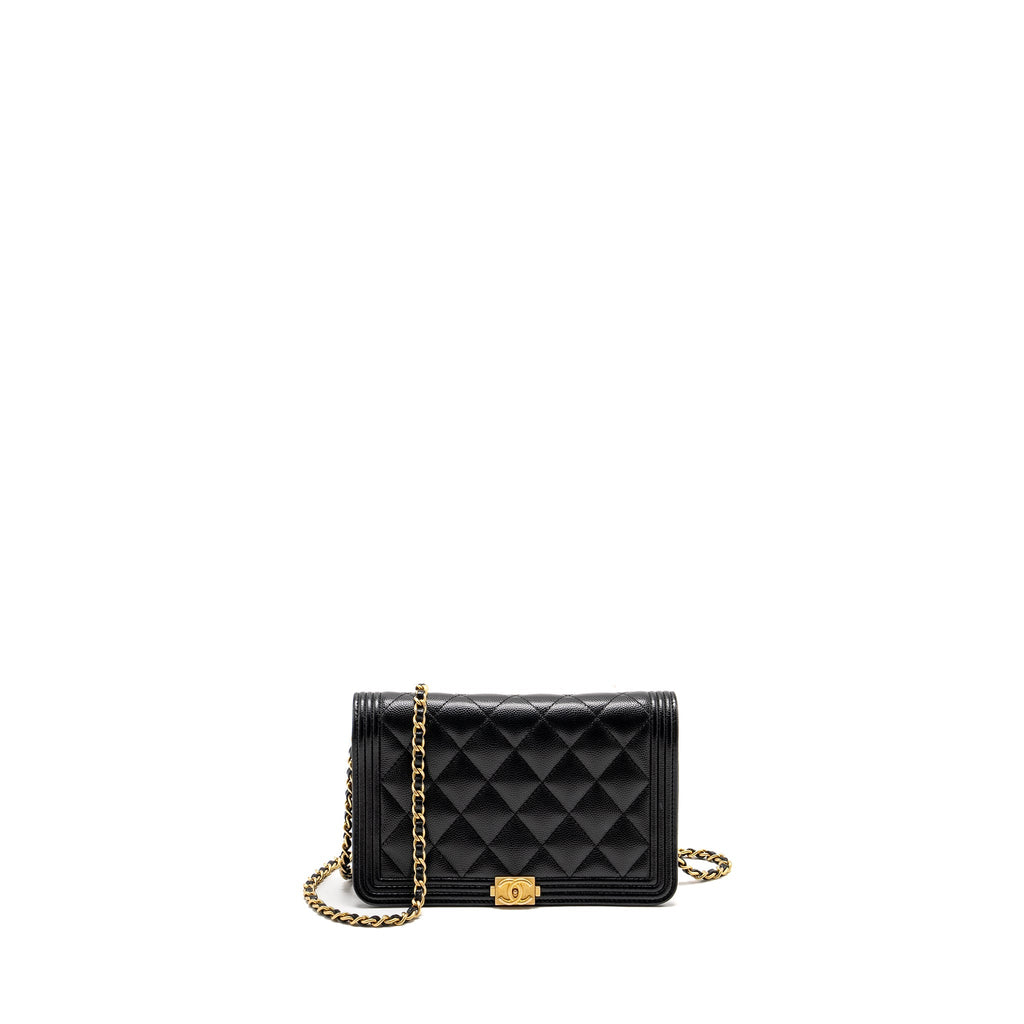 CHANEL BOY WALLET ON CHAIN CAVIAR BLACK GHW