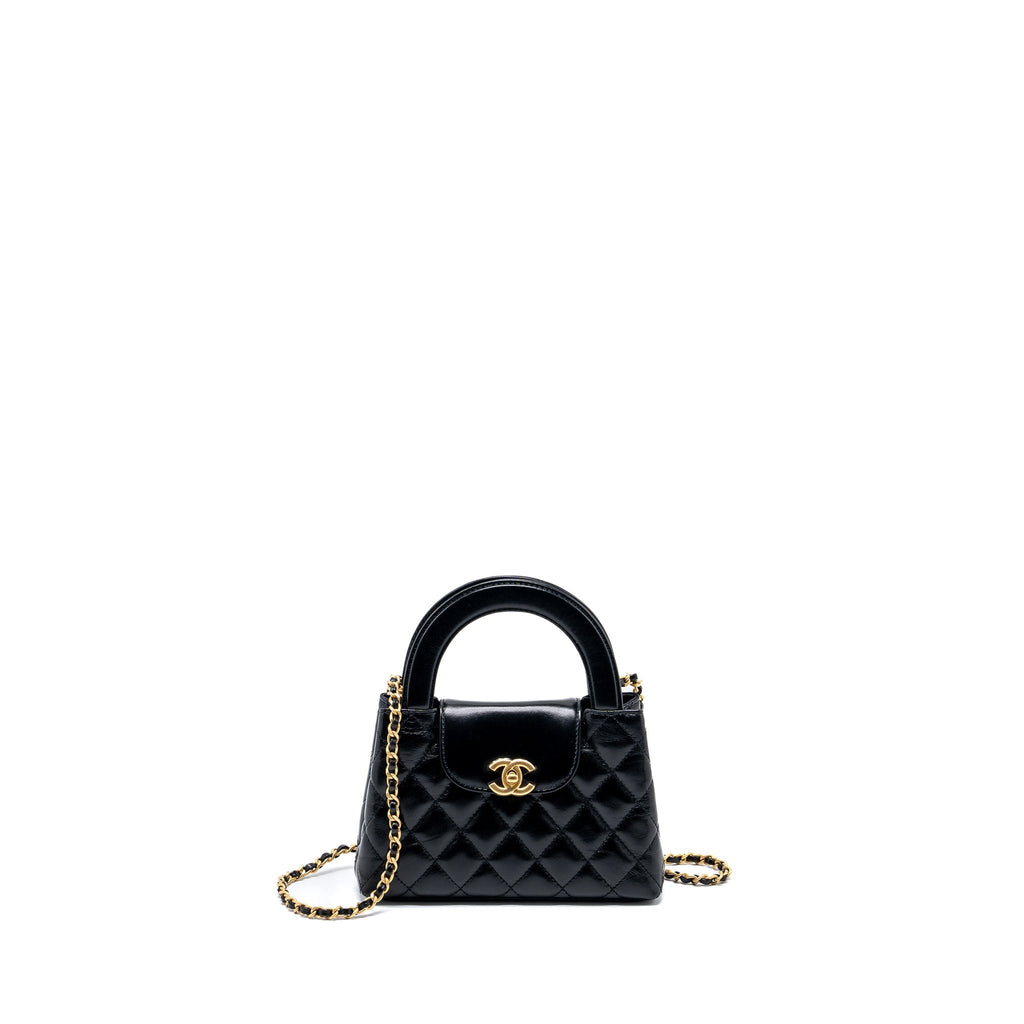 CHANEL 24P MINI SHOPPING TOTE CALFSKIN BLACK GHW (MICROCHIP)