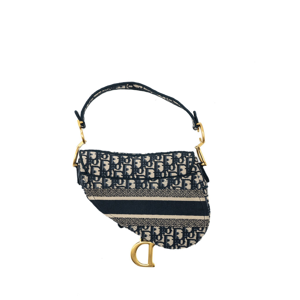 DIOR SADDLE BAG BLUE OBLIQUE EMBROIDERY GHW