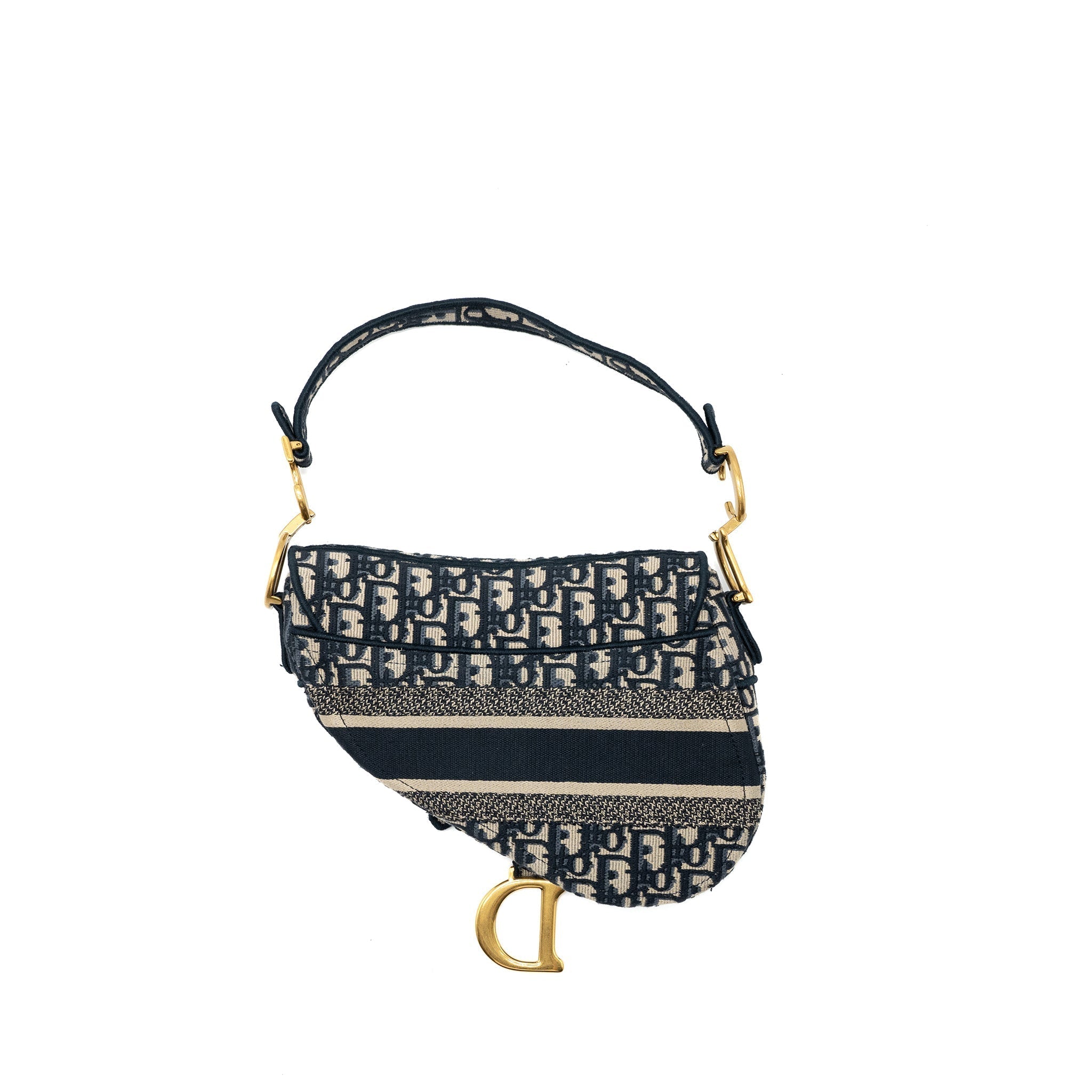 DIOR SADDLE BAG BLUE OBLIQUE EMBROIDERY GHW