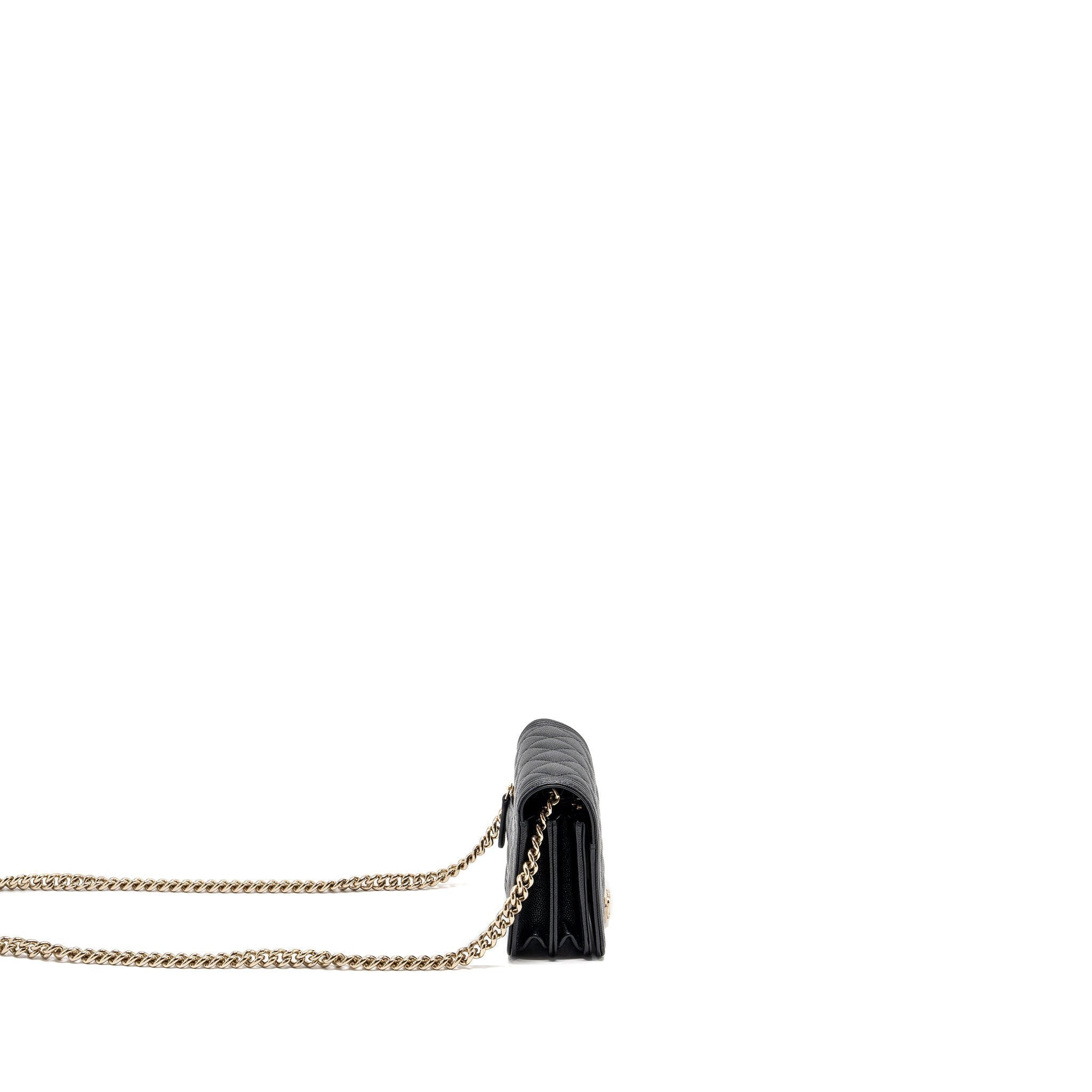 CHANEL BOY CHAIN CLUTCH CAVIAR BLACK LGHW (MICROCHIP)