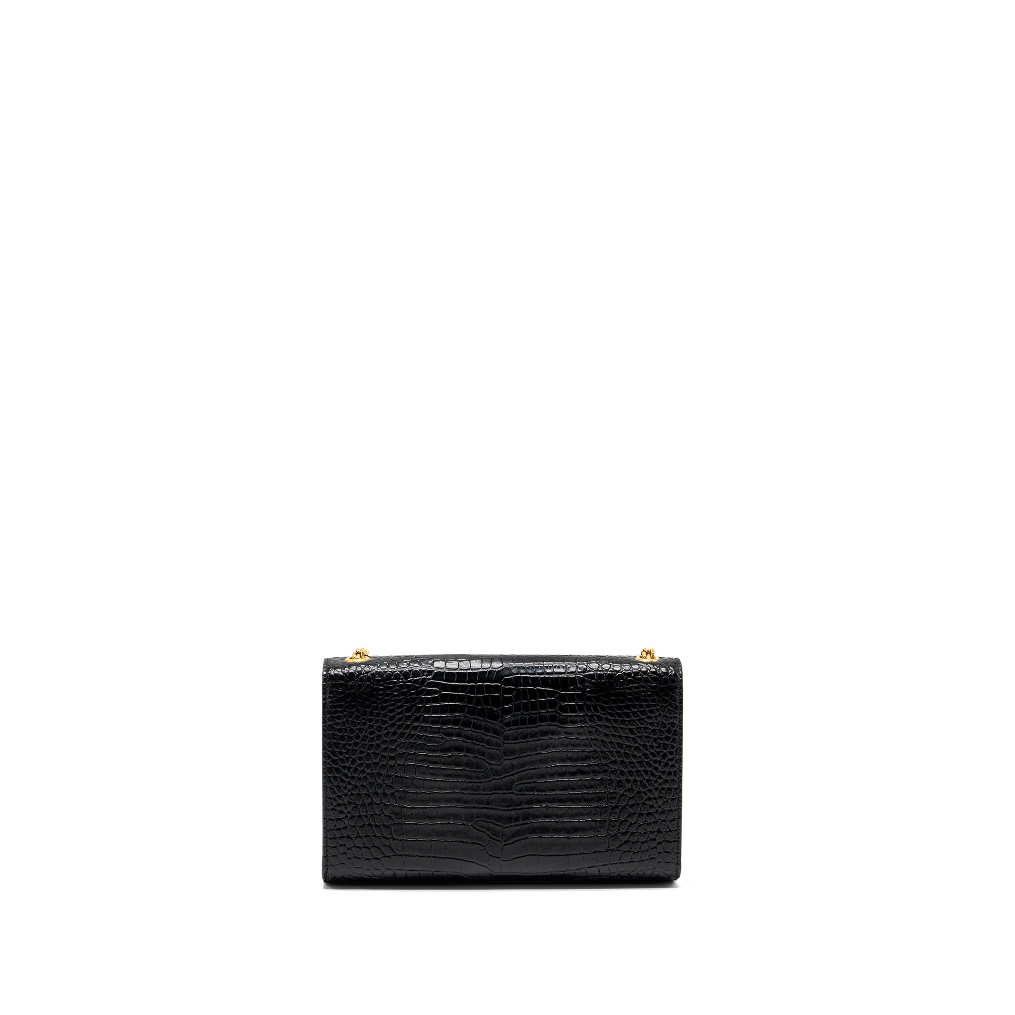 SAINT LAURENT KATE BAG TASSEL CROC-EMBOSSED BLACK GHW