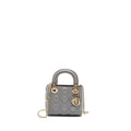 DIOR MINI LADY DIOR LAMBSKIN LIGHT GREY LGHW
