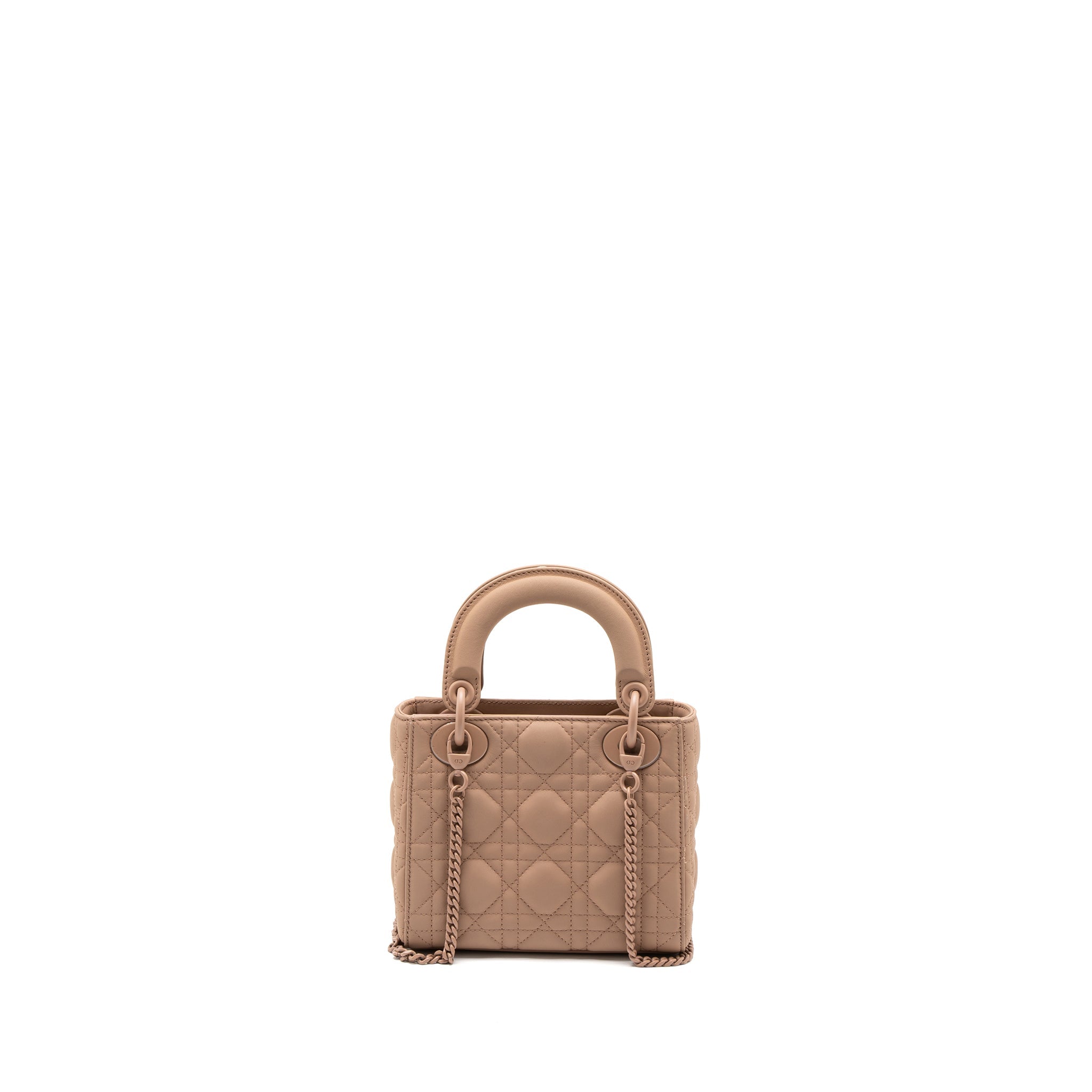 DIOR MINI LADY DIOR ULTRA MATTE CANNAGE CALFSKIN BLUSH WITH BLUSH HARDWARE