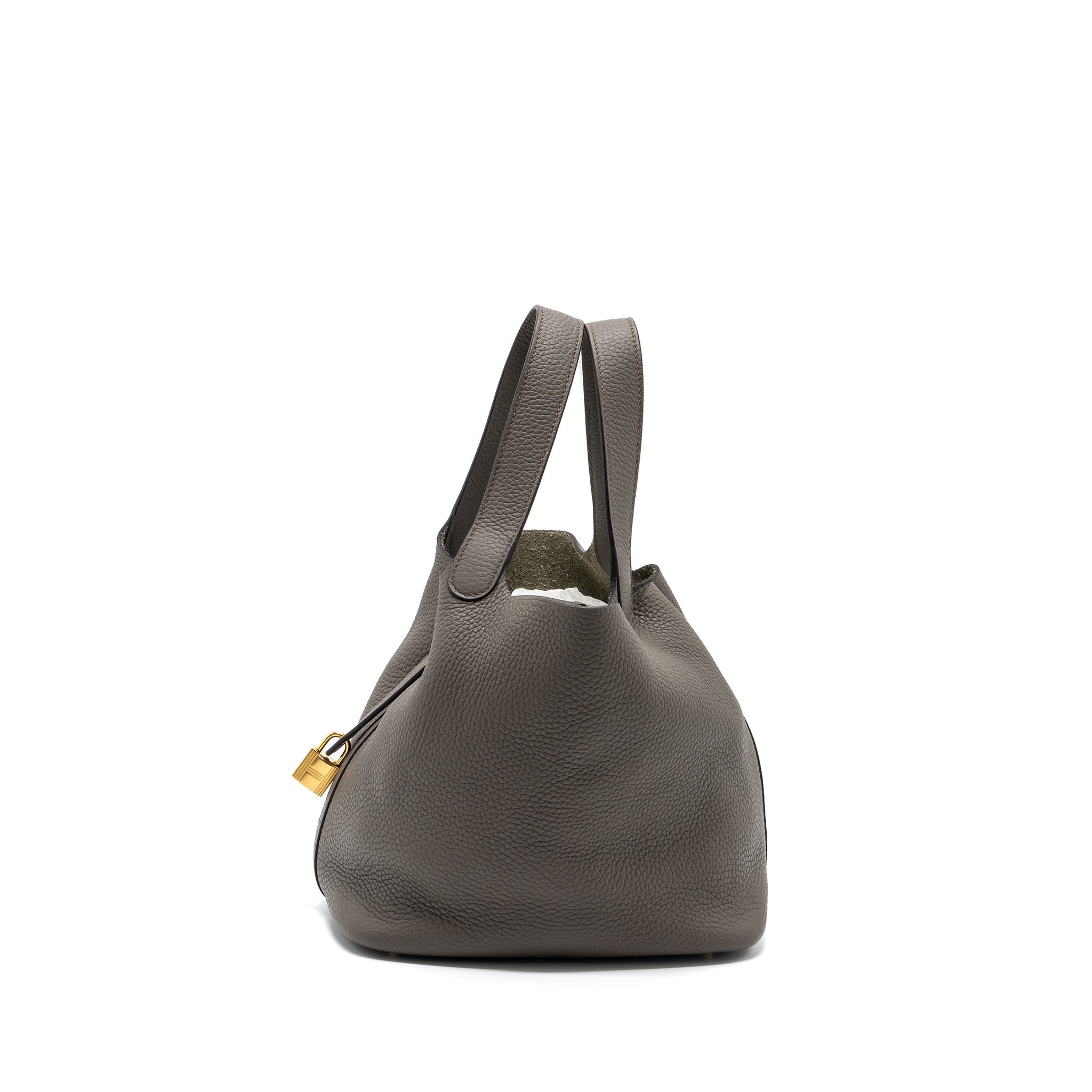 HERMES PICOTIN 22 LOCK BAG CLEMENCE GRIS ETAIN GHW