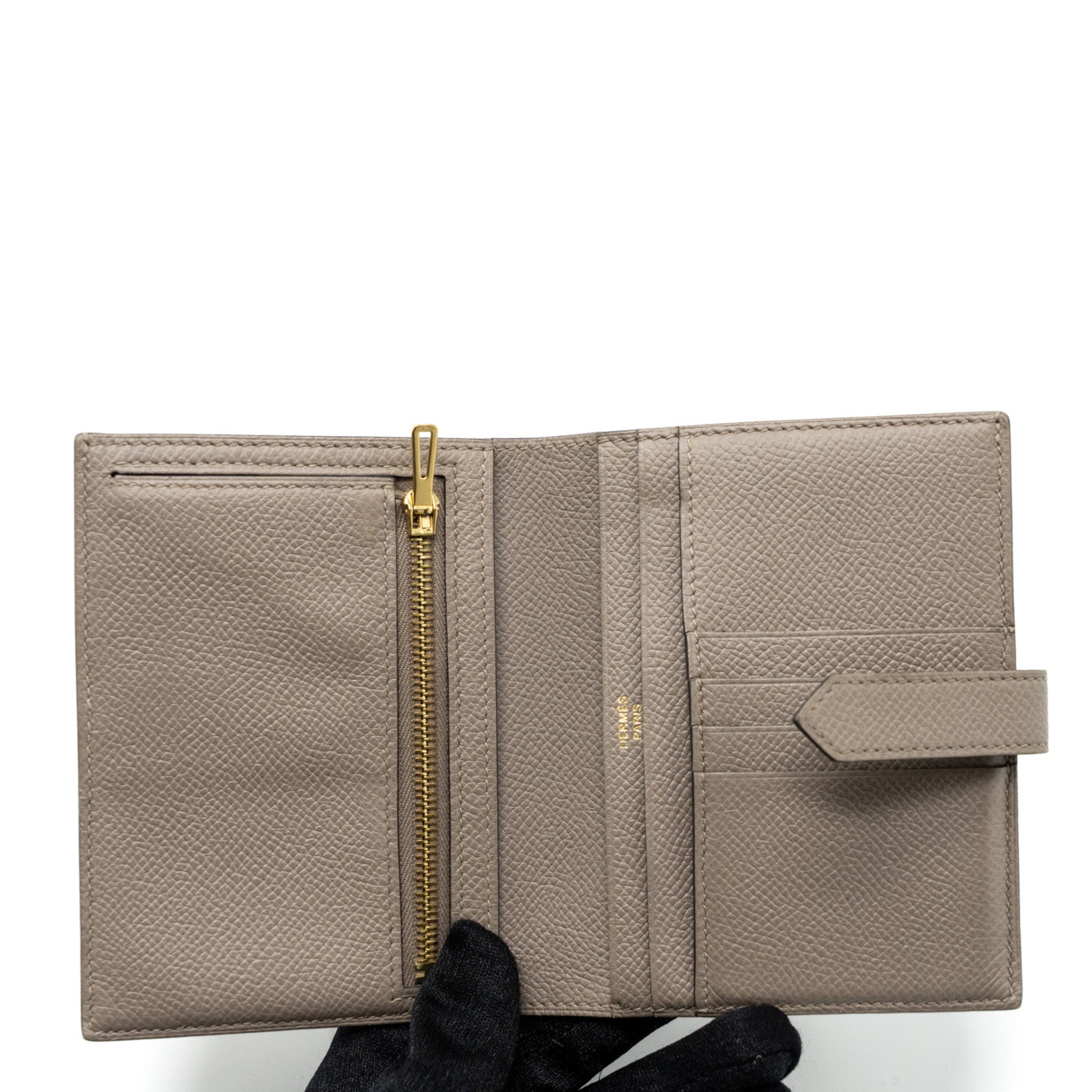 HERMES BEARN COMPACT WALLET EPSOM GRIS ASPHAL GHW