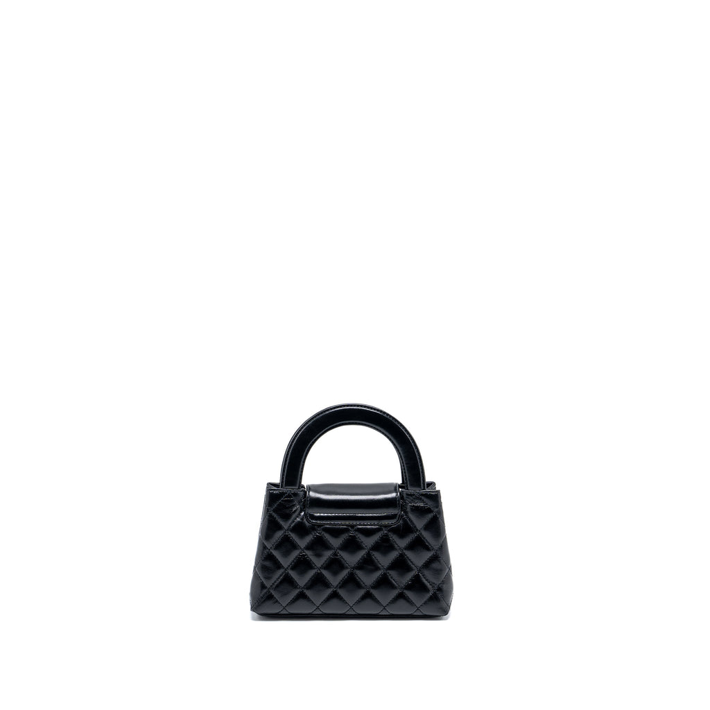 CHANEL 24P MINI SHOPPING TOTE CALFSKIN BLACK GHW (MICROCHIP)