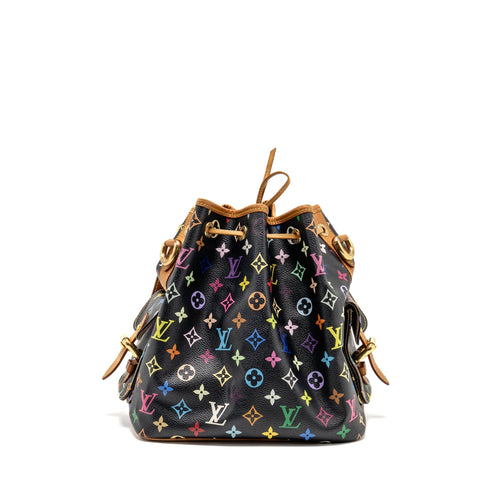LOUIS VUITTON PETIT NOE BLACK MULTICOLOUR MONOGRAM CANVAS GHW