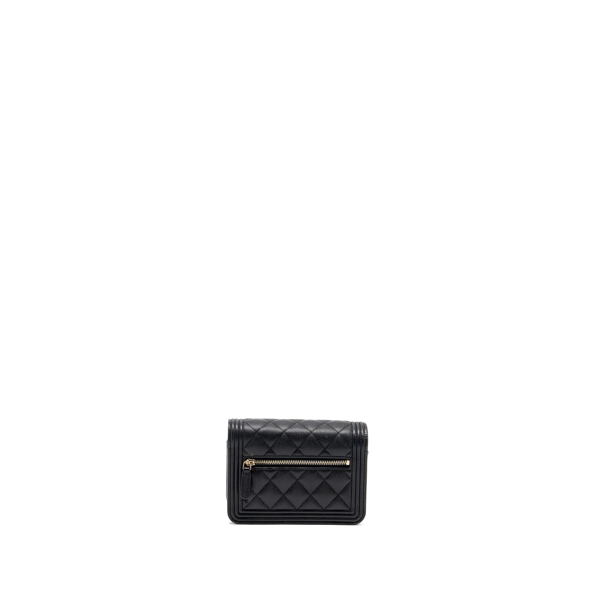CHANEL BOY CHAIN CLUTCH CAVIAR BLACK LGHW (MICROCHIP)