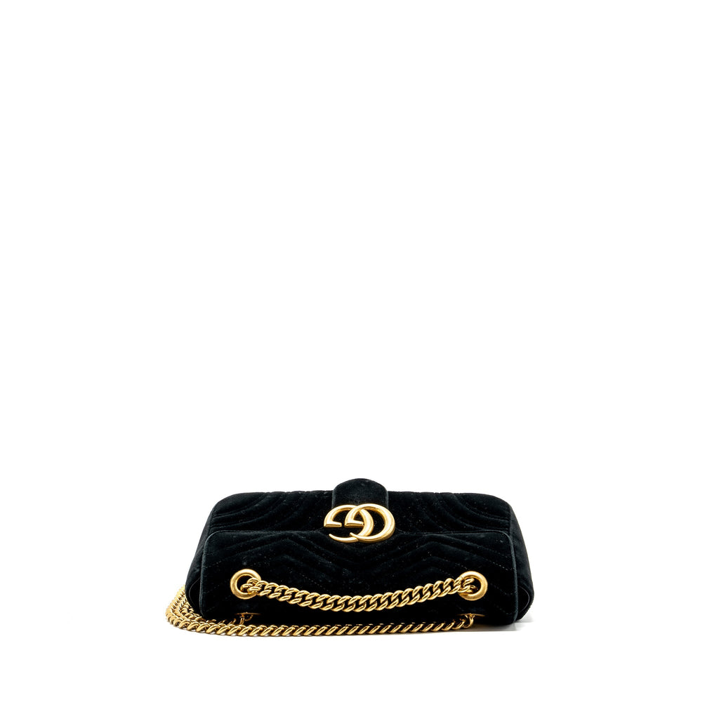 GUCCI SMALL GG MARMONT BAG VELVET BLACK GHW