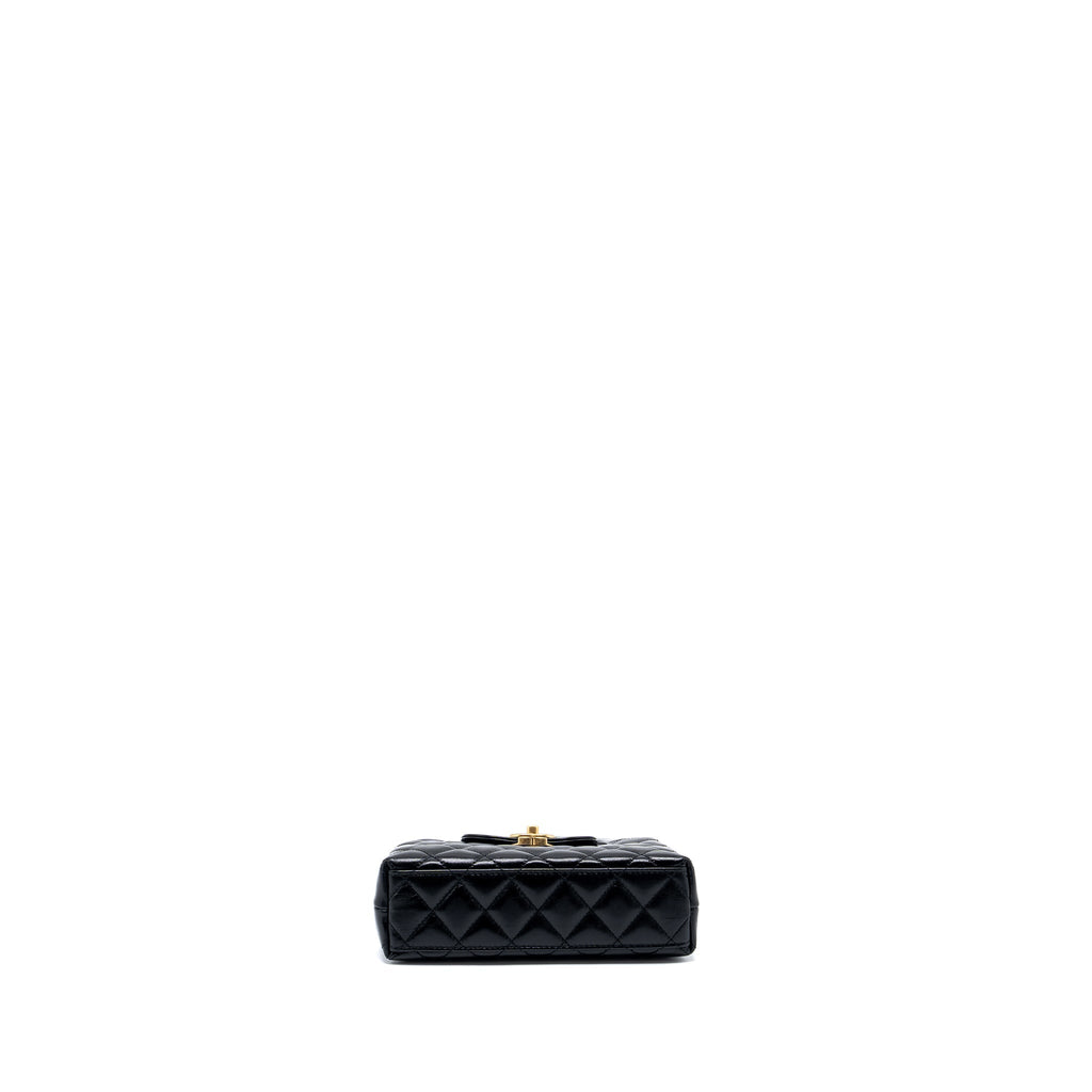 CHANEL 24P MINI SHOPPING TOTE CALFSKIN BLACK GHW (MICROCHIP)